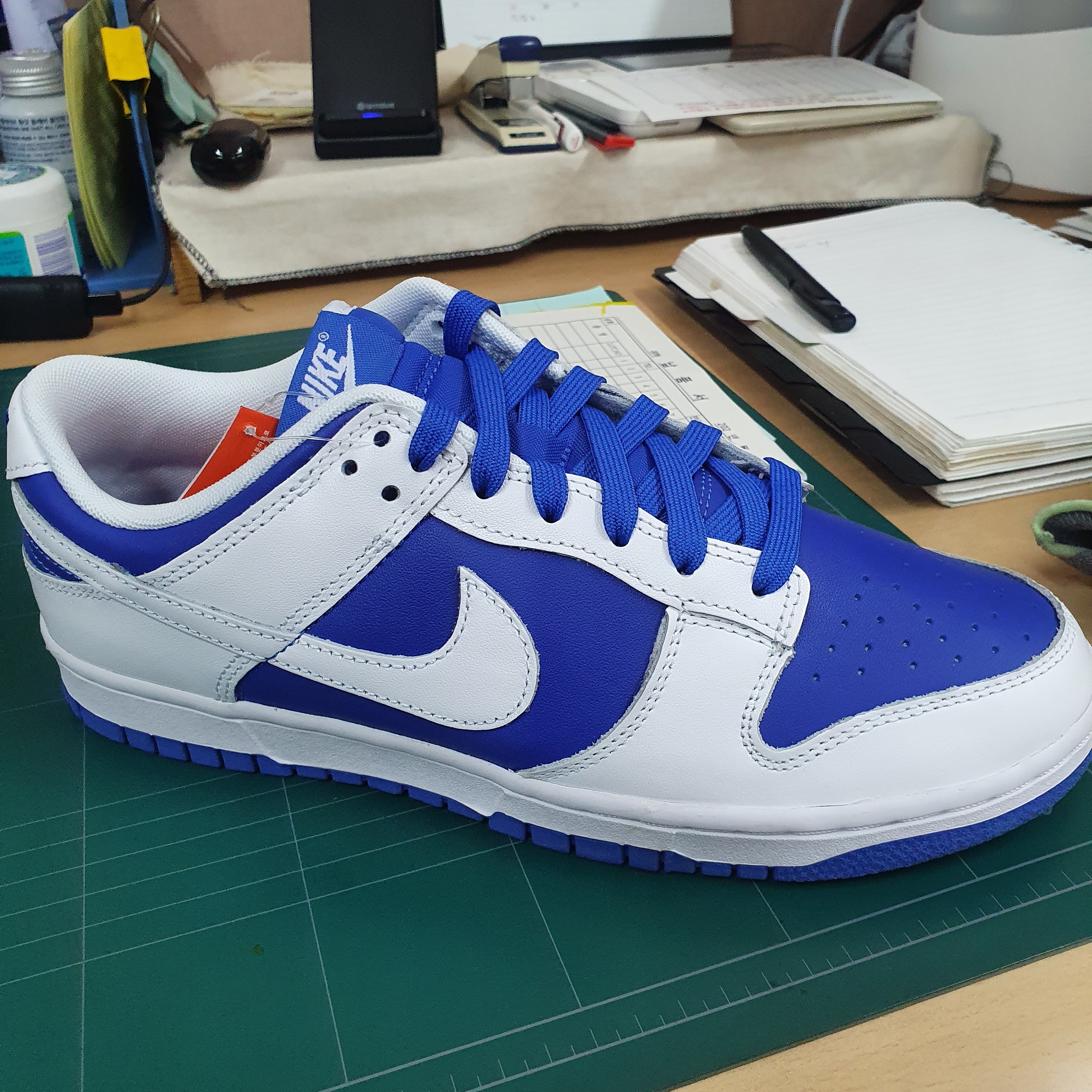 Nike Dunk Low Retro Racer Blue and White 착용 스타일 - 1