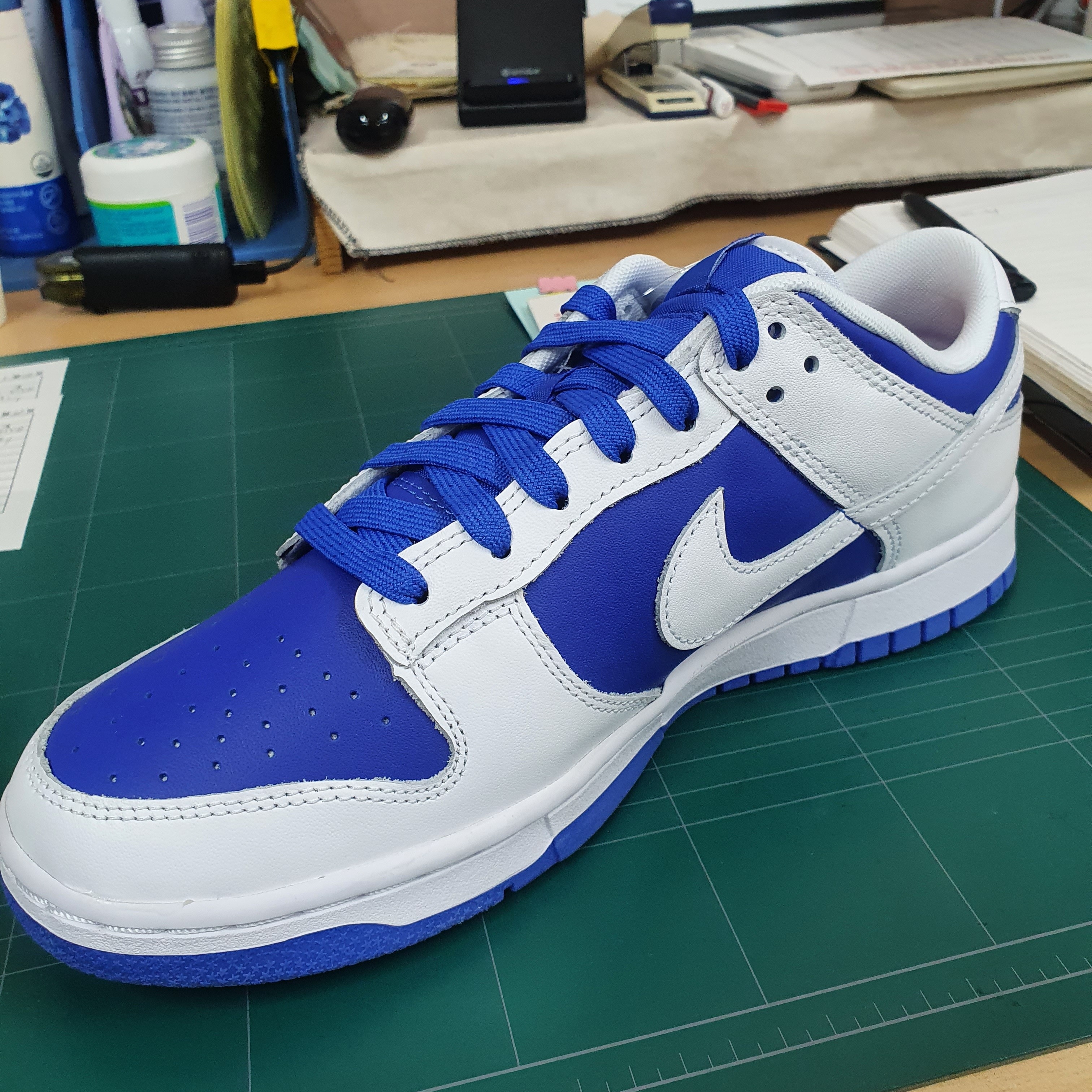 Nike Dunk Low Retro Racer Blue and White 착용 스타일 - 2