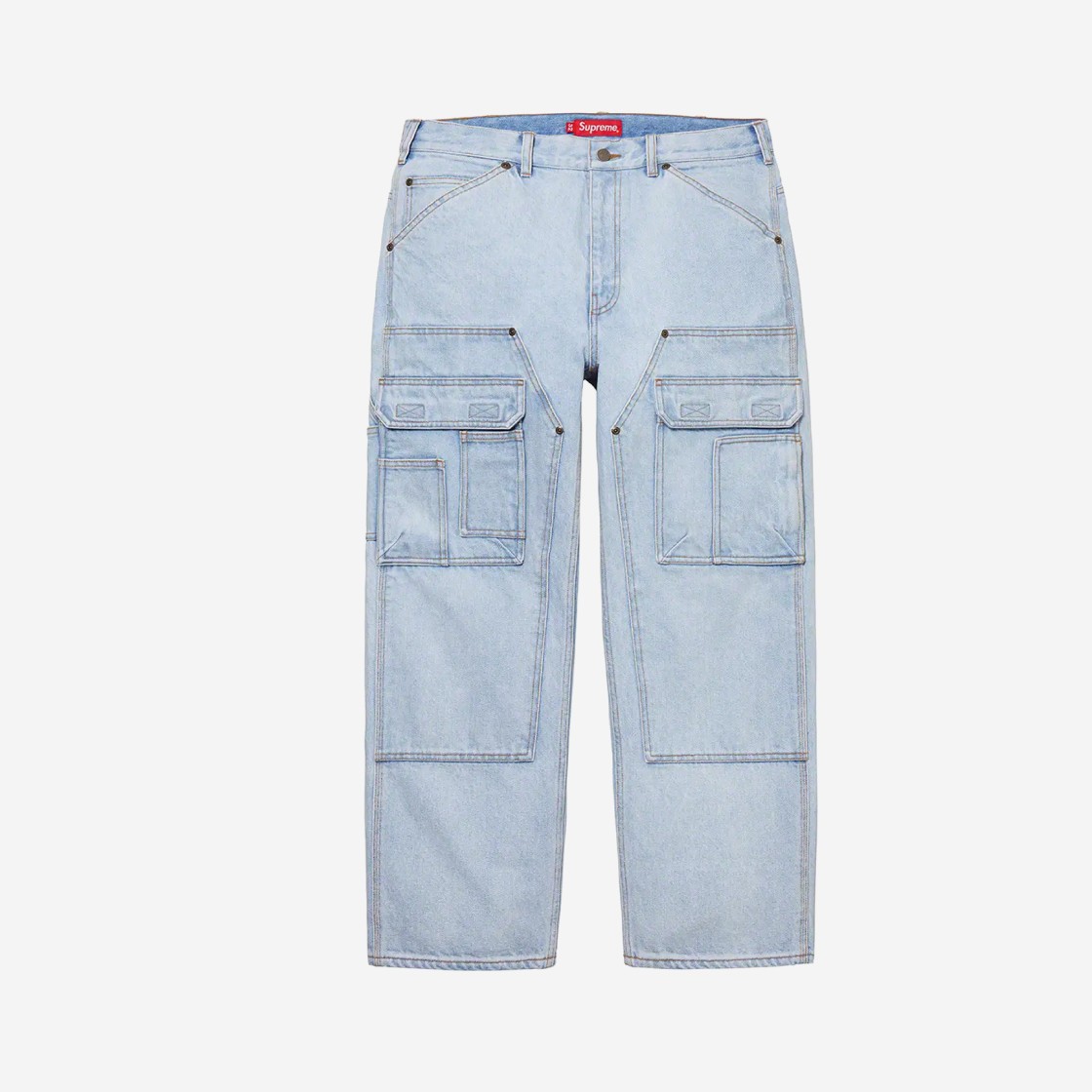 Supreme Double Knee Denim Utility Pants Washed Blue - 22SS 상세 이미지 1