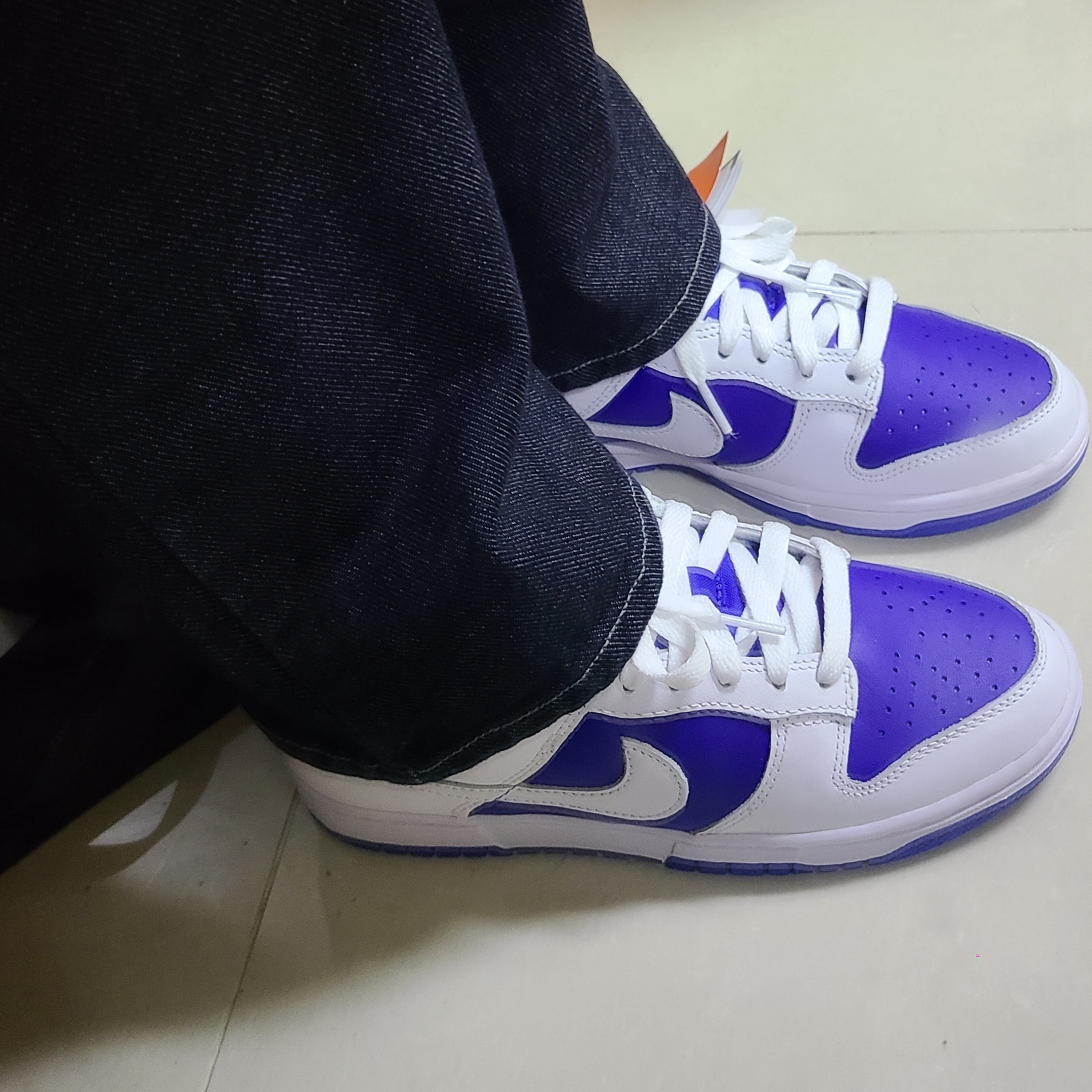 Nike Dunk Low Retro Racer Blue and White 착용 스타일 - 3