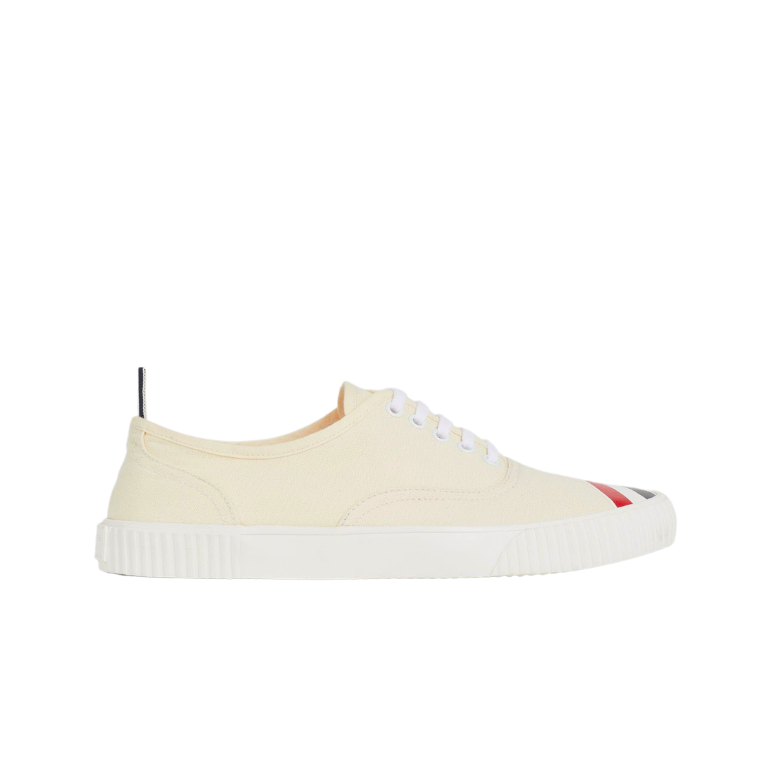 톰브라운 코튼 캔버스 다이애그널 스트라이프 헤리티지 스니커즈 내츄럴(Thom Browne Cotton Canvas Diagonal Stripe Heritage Sneakers Natural) - 1