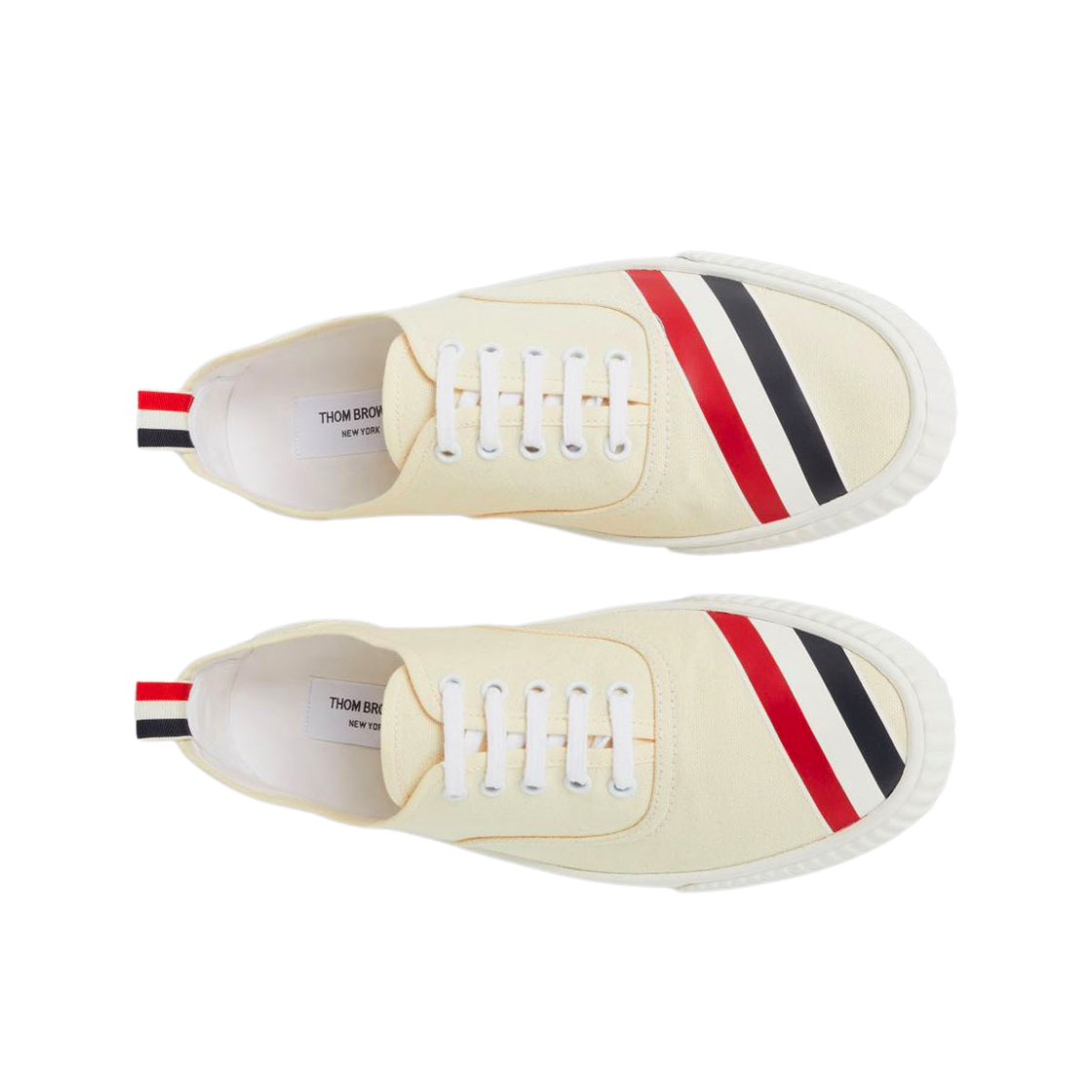 톰브라운 코튼 캔버스 다이애그널 스트라이프 헤리티지 스니커즈 내츄럴(Thom Browne Cotton Canvas Diagonal Stripe Heritage Sneakers Natural) - 2
