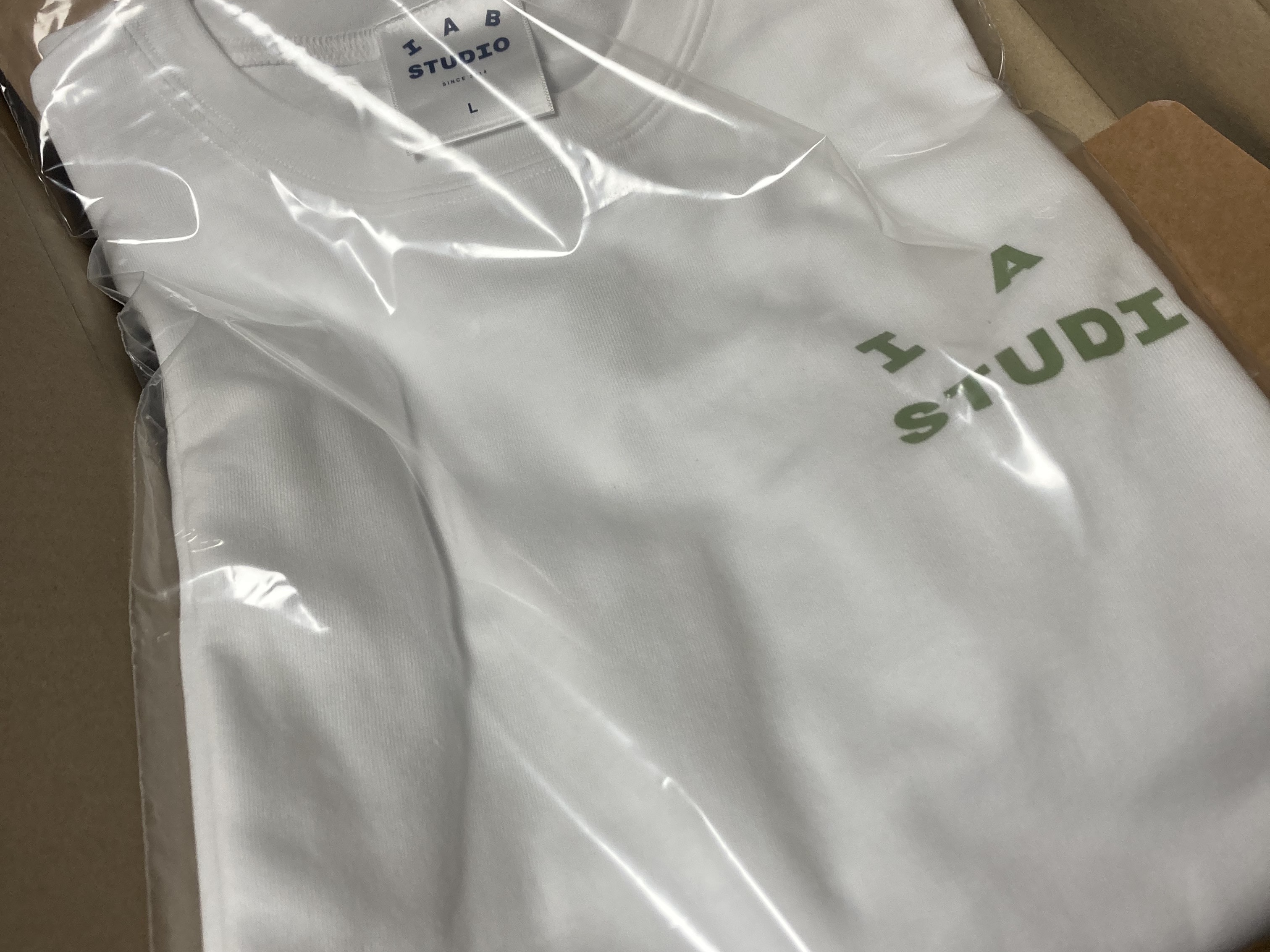 IAB Studio T-Shirt White Light Green 착용 스타일