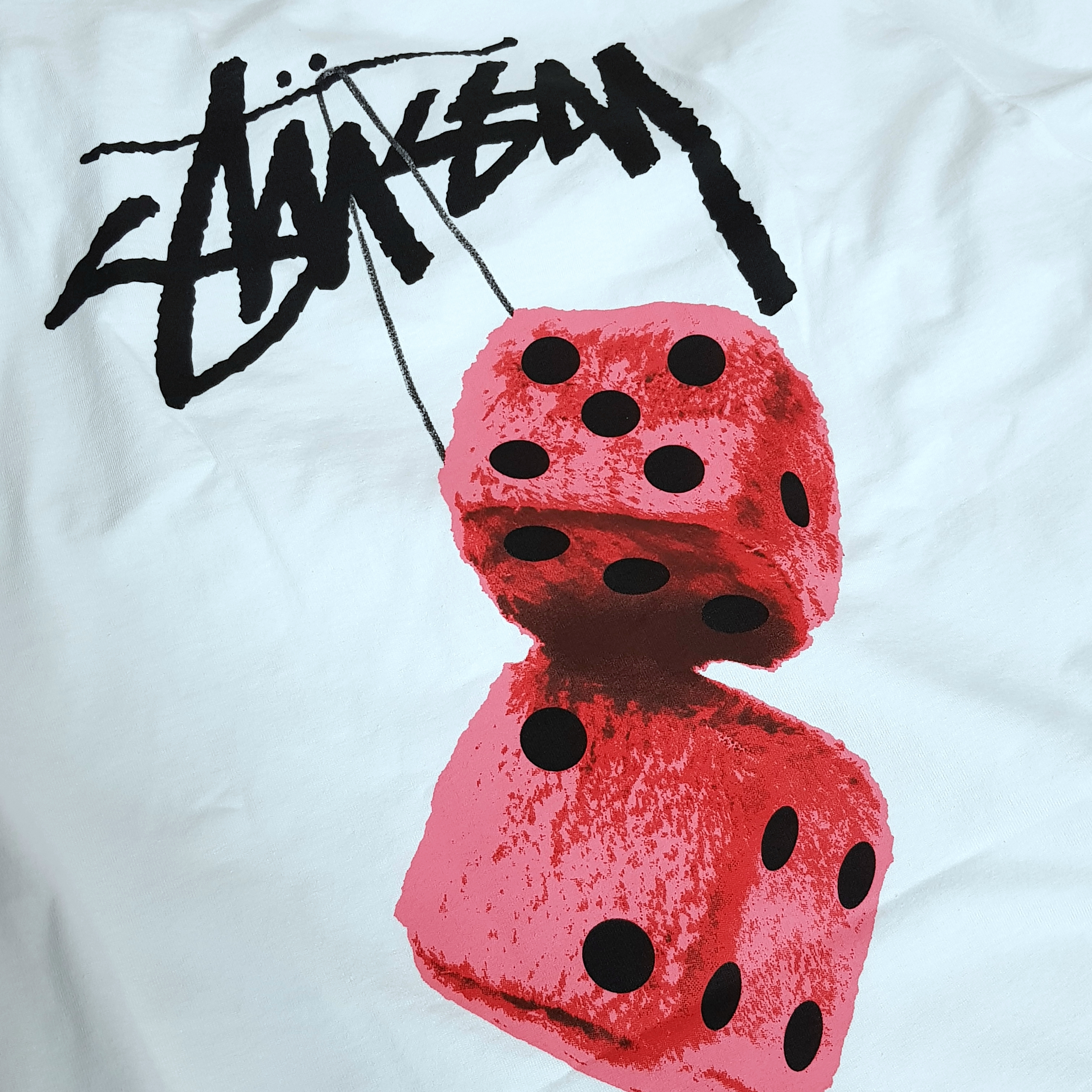 Stussy Fuzzy Dice T-Shirt White 착용 스타일