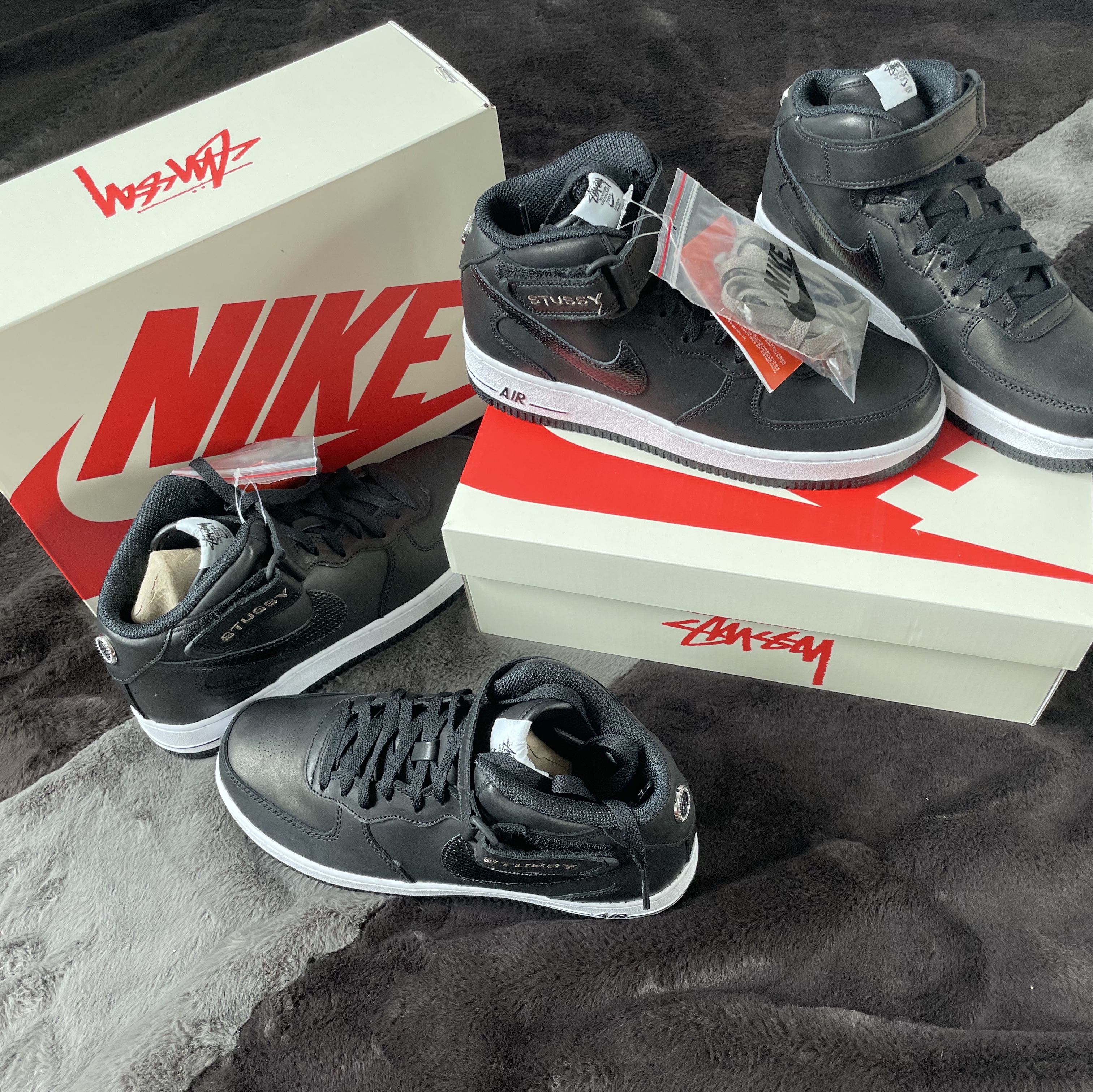 Nike x Stussy Air Force 1 '07 Mid SP Black 착용 스타일