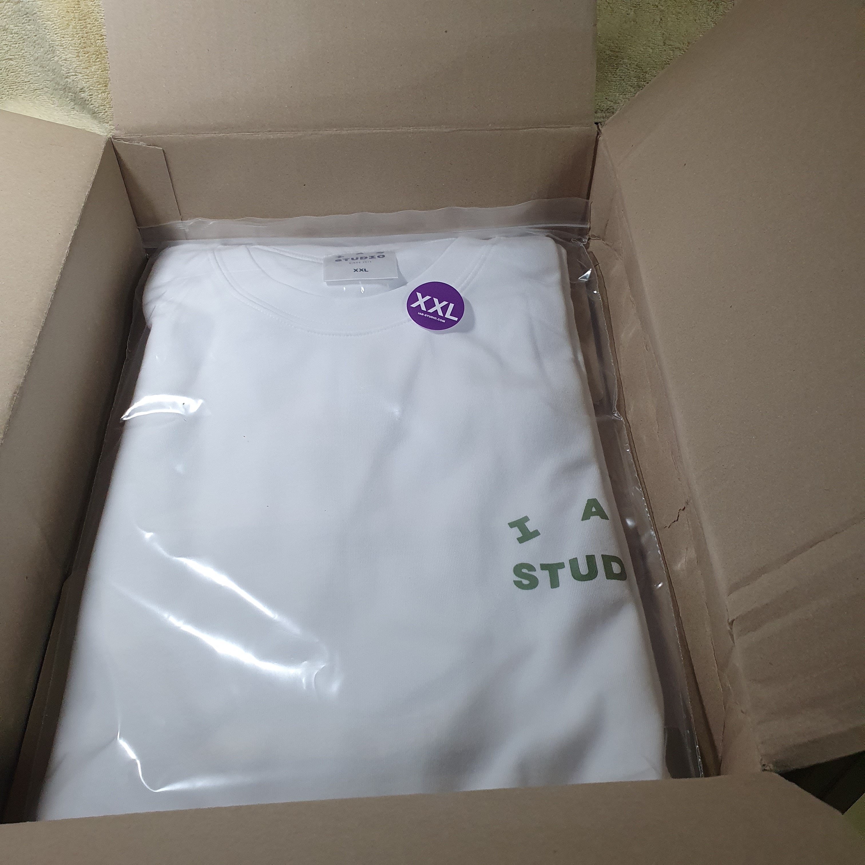 IAB Studio T-Shirt White Light Green 착용 스타일