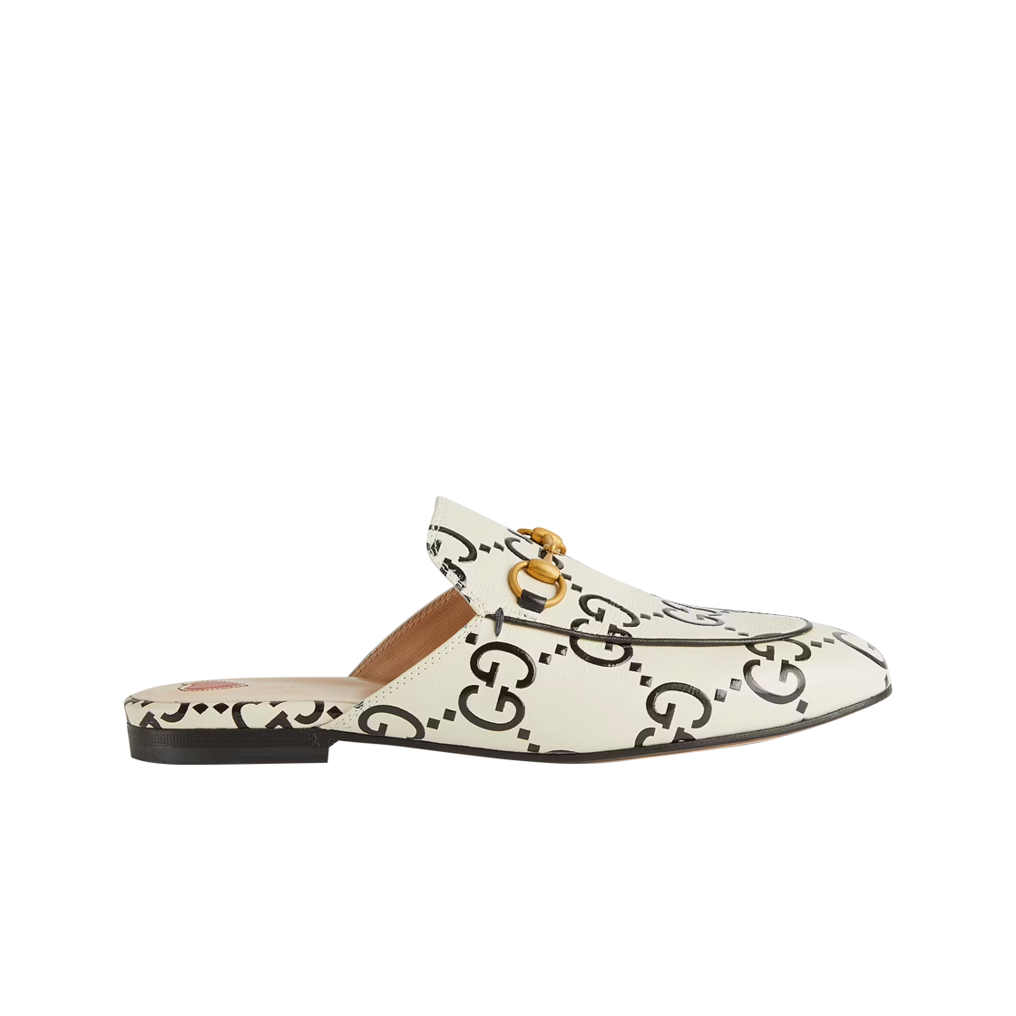 (W) 구찌 프린스타운 GG 레더 슬리퍼 화이트 블랙((W) Gucci Princetown GG leather slipper White Black) - 1