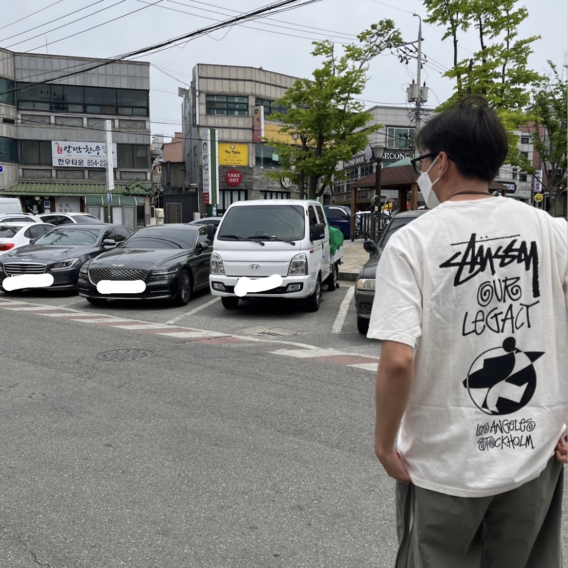 Stussy x Our Legacy Surfman 2 Pigment Dyed T-Shirt Natural 착용 스타일 - 2