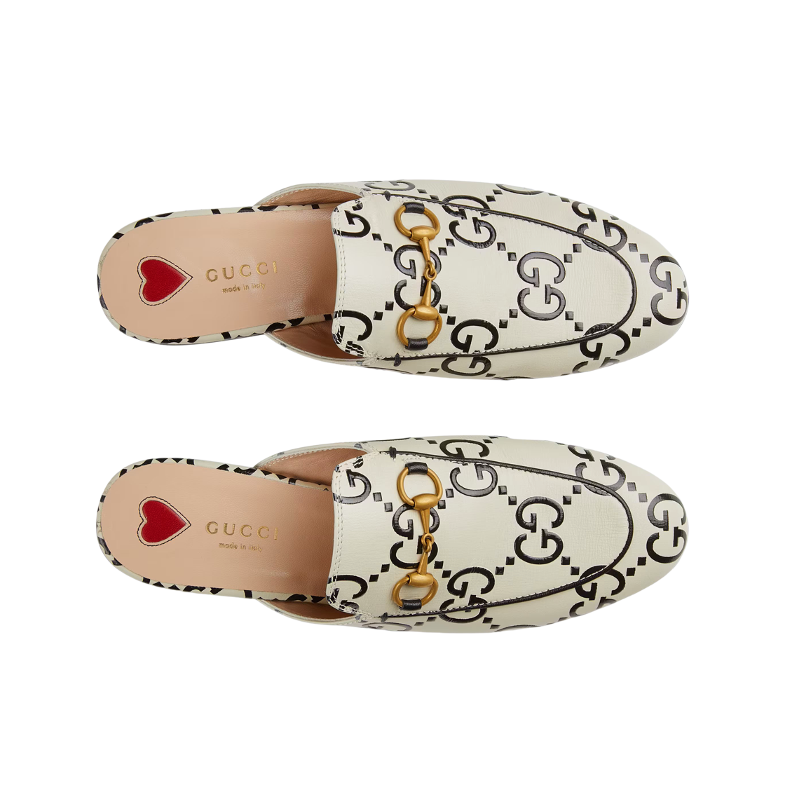 (W) 구찌 프린스타운 GG 레더 슬리퍼 화이트 블랙((W) Gucci Princetown GG leather slipper White Black) - 2