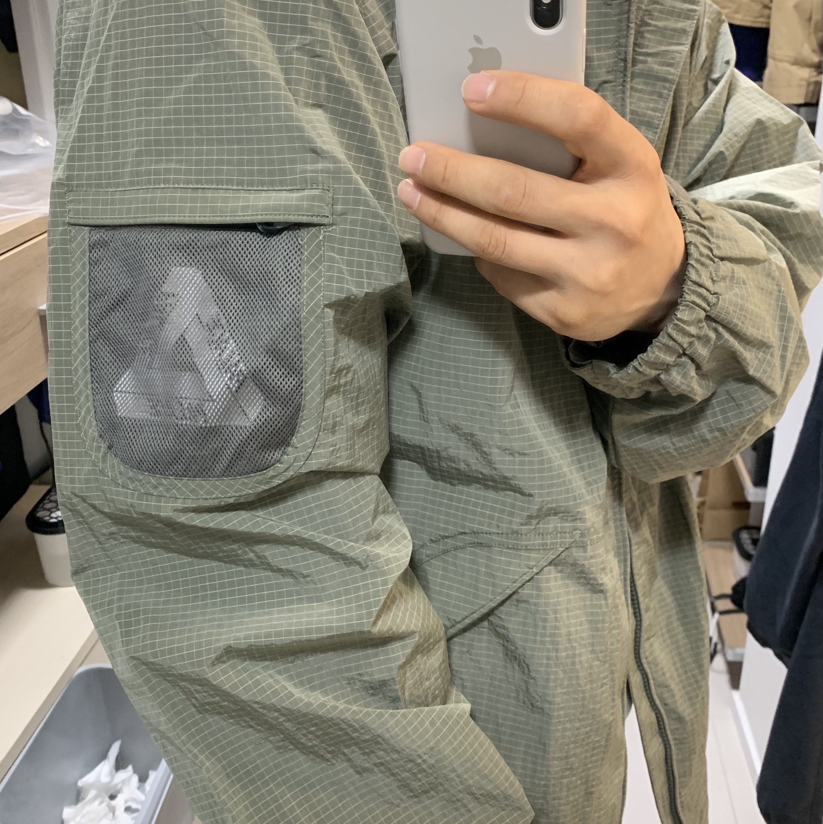 Palace Cripstop Grid Jacket Olive - 22SS 착용 스타일 - 2