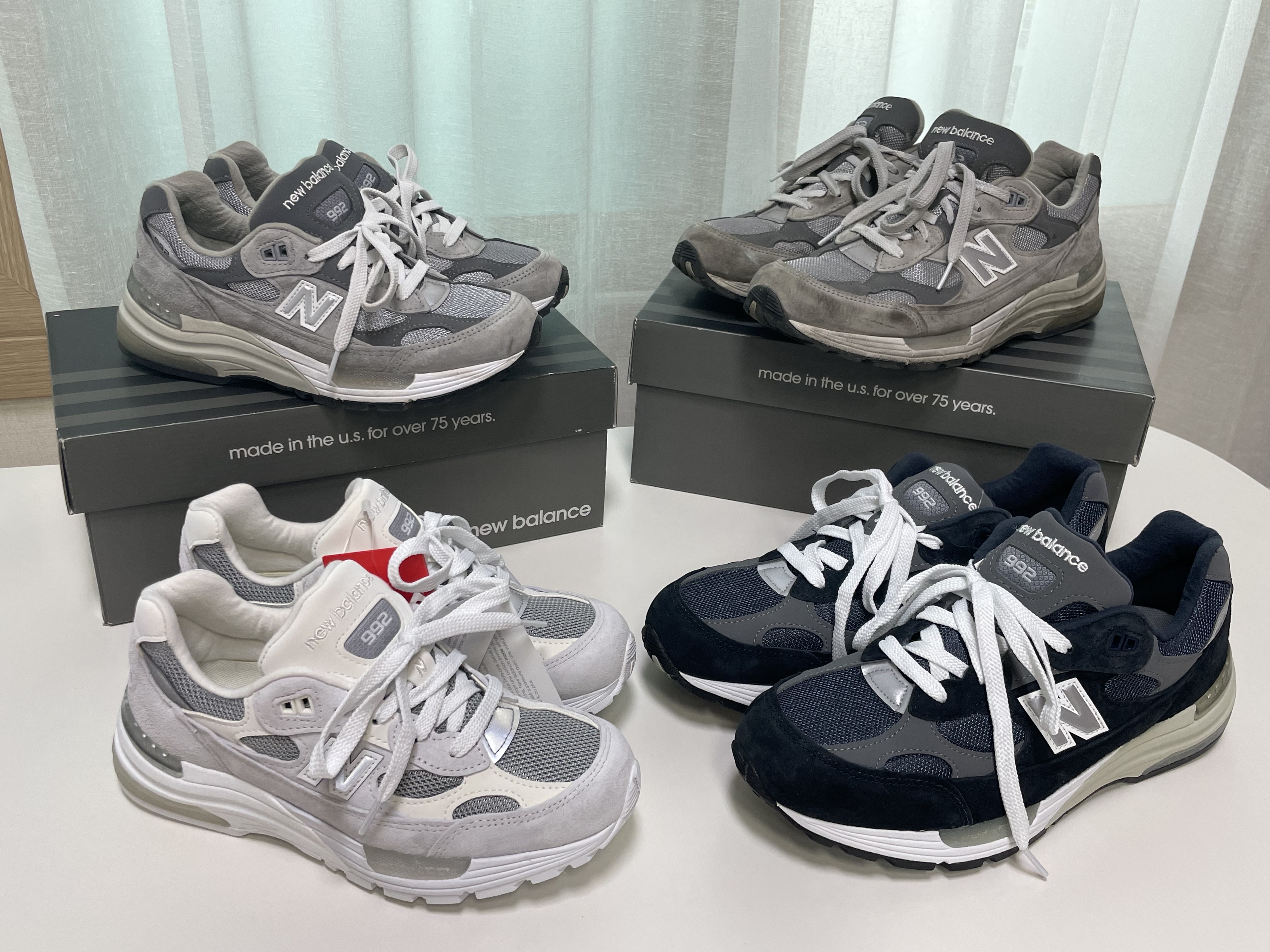 New Balance 992 Made in USA Grey - D Standard, New Balance 992 Made in USA Navy 착용 스타일