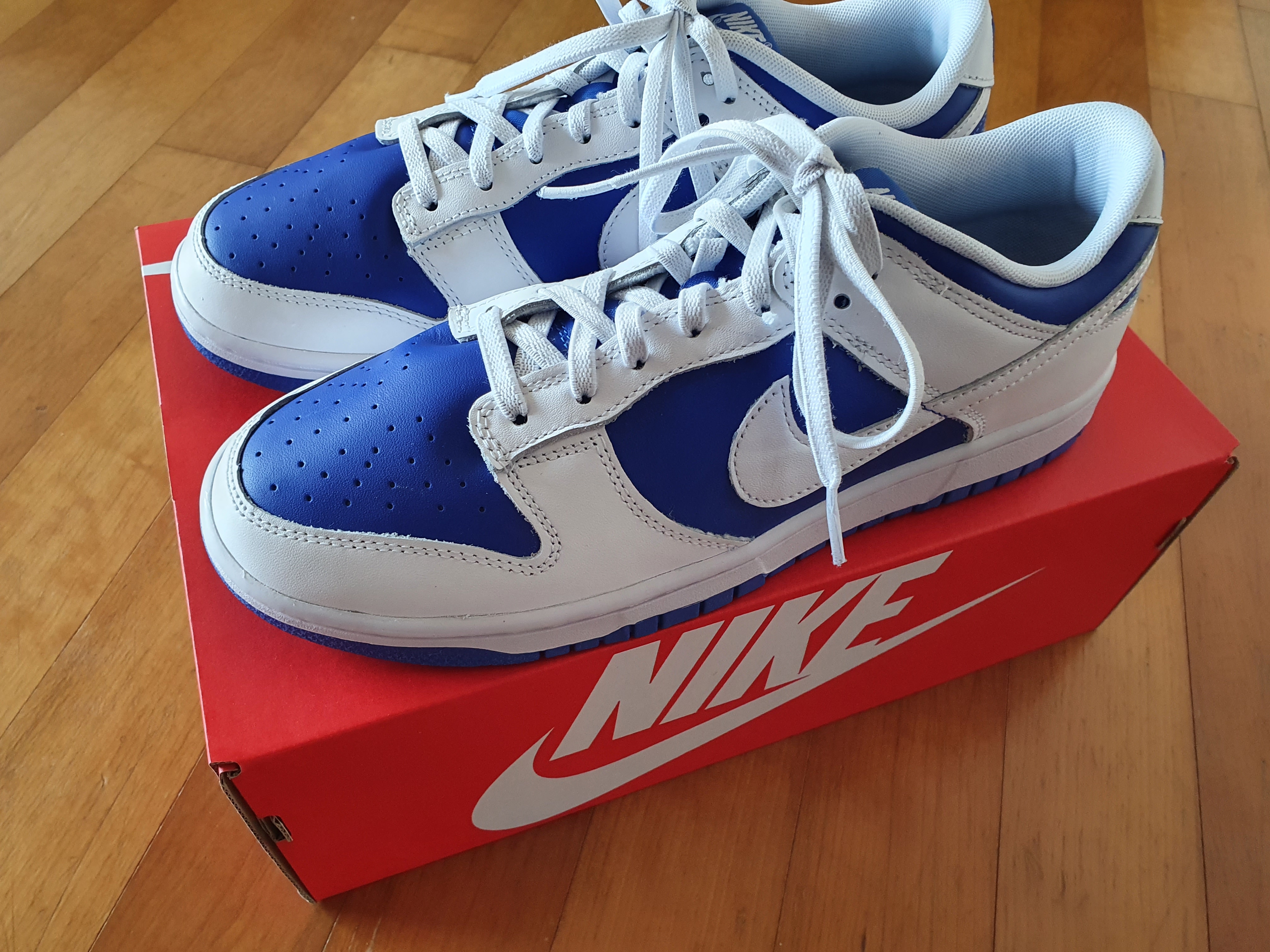Nike Dunk Low Retro Racer Blue and White 착용 스타일 - 3