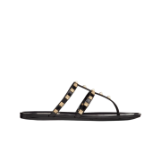 (W) Valentino Rockstud Flat Rubber Sandal Black