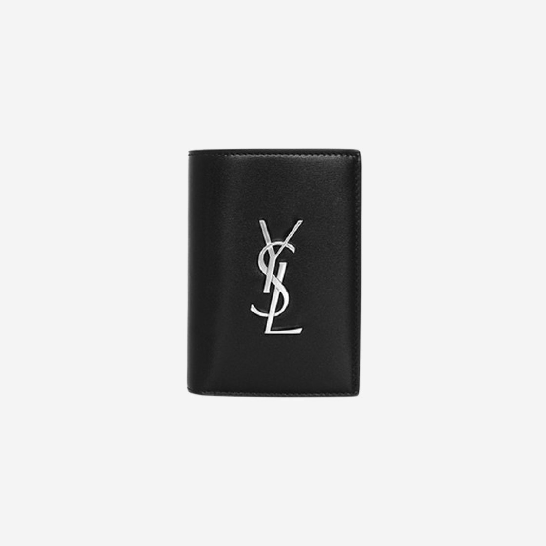 Saint Laurent Silver Monogram Wallet in Smooth Leather Black 상세 이미지 1