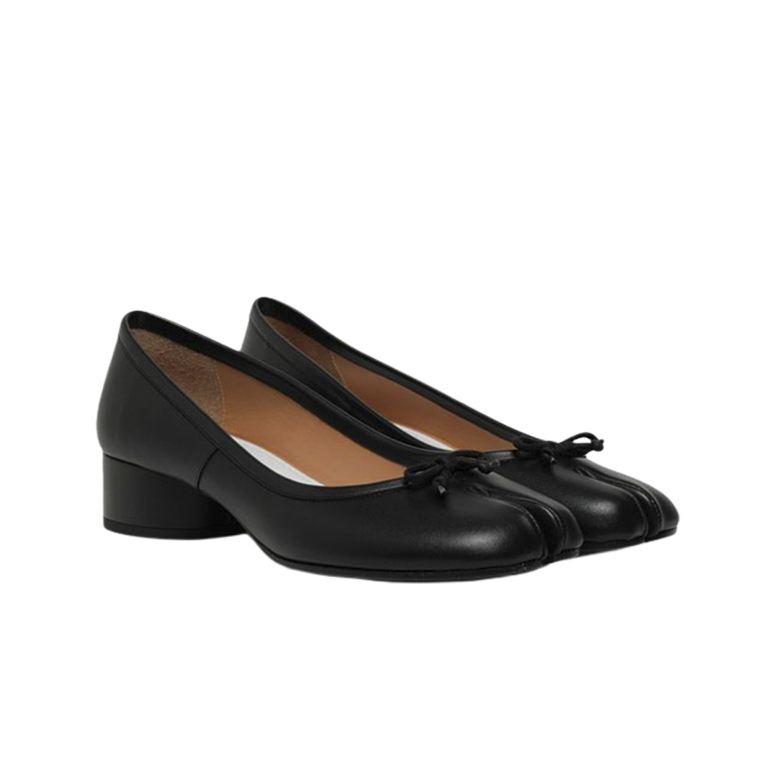 (W) 메종 마르지엘라 레더 타비 발레리나 펌프스 블랙((W) Maison Margiela Tabi Leather Ballerina Pumps Black) - 2