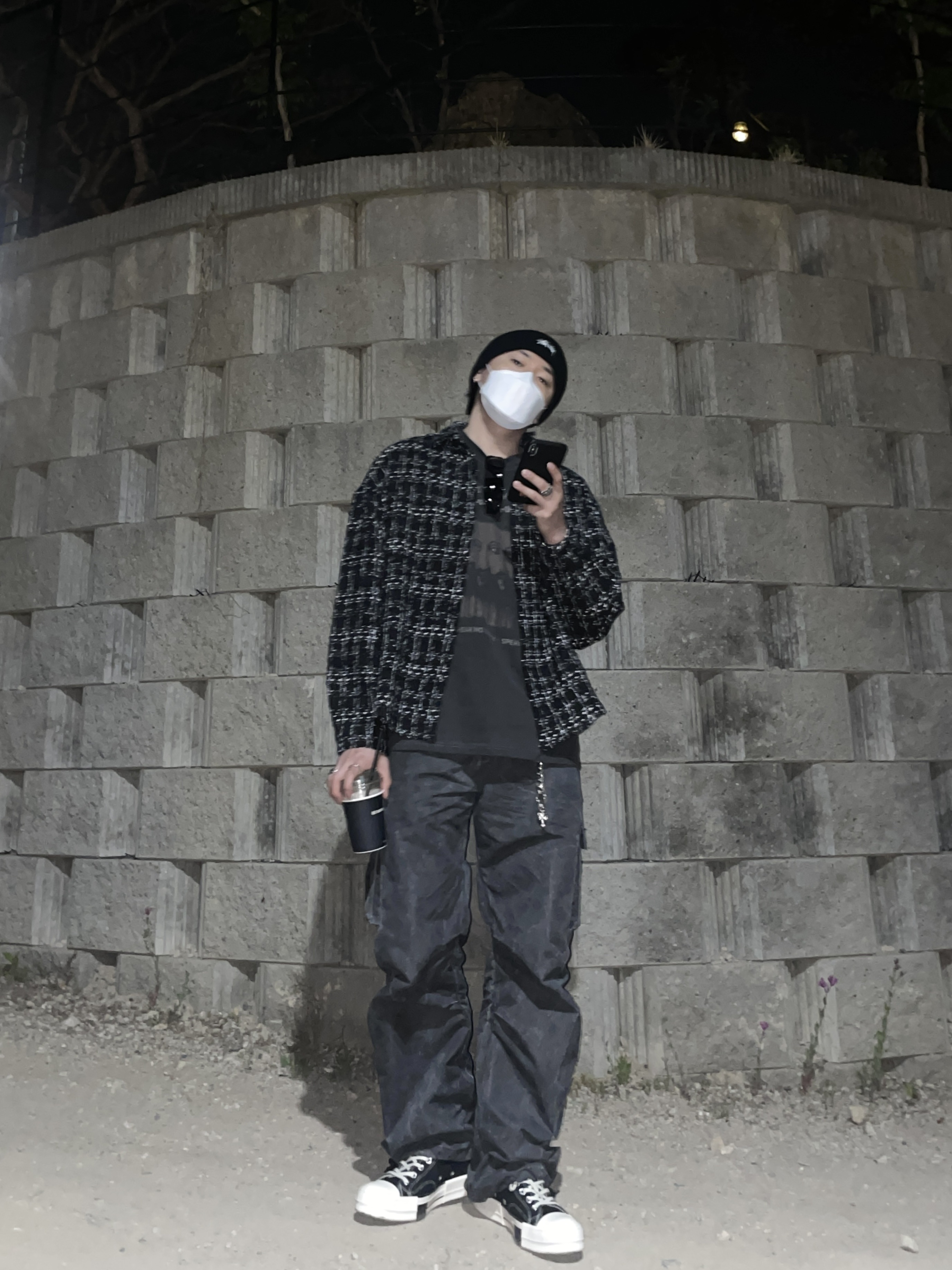 Stussy Stock Cuff Beanie Black, Converse x Drkshdw Drkstr Chuck 70 High Black 착용 스타일 - 1