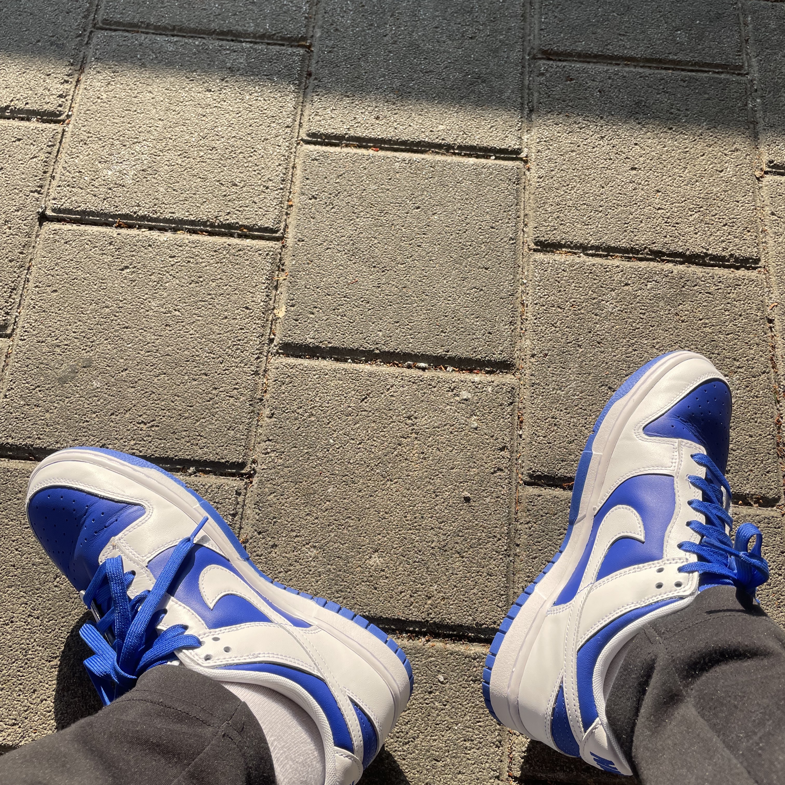 Nike Dunk Low Retro Racer Blue and White 착용 스타일 - 2