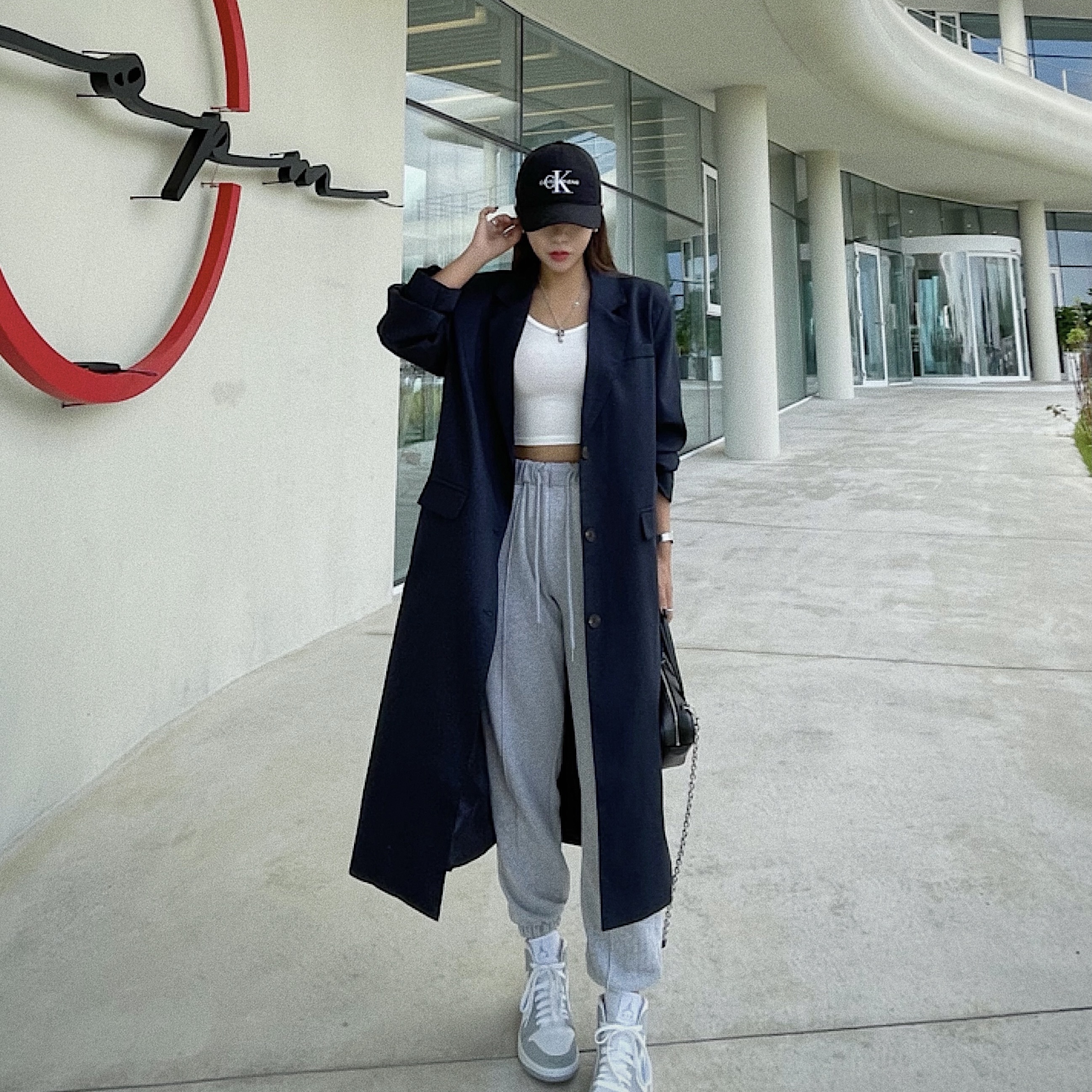 (W) Jordan 1 Mid Wolf Grey 착용 스타일