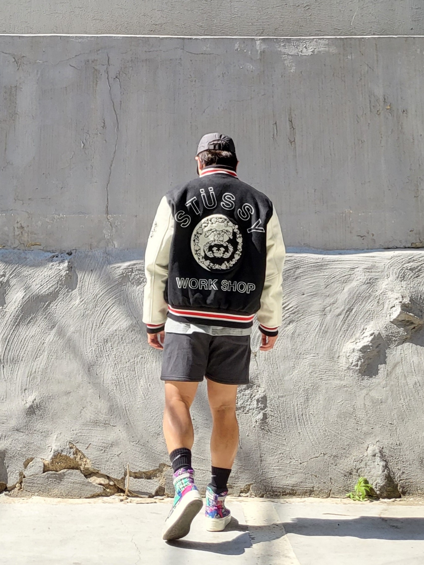 Stussy x Our Legacy x Denim Tears TTL Varsity Jacket Black, Supreme Mirror Camp Cap Black - 21FW 착용 스타일 - 2