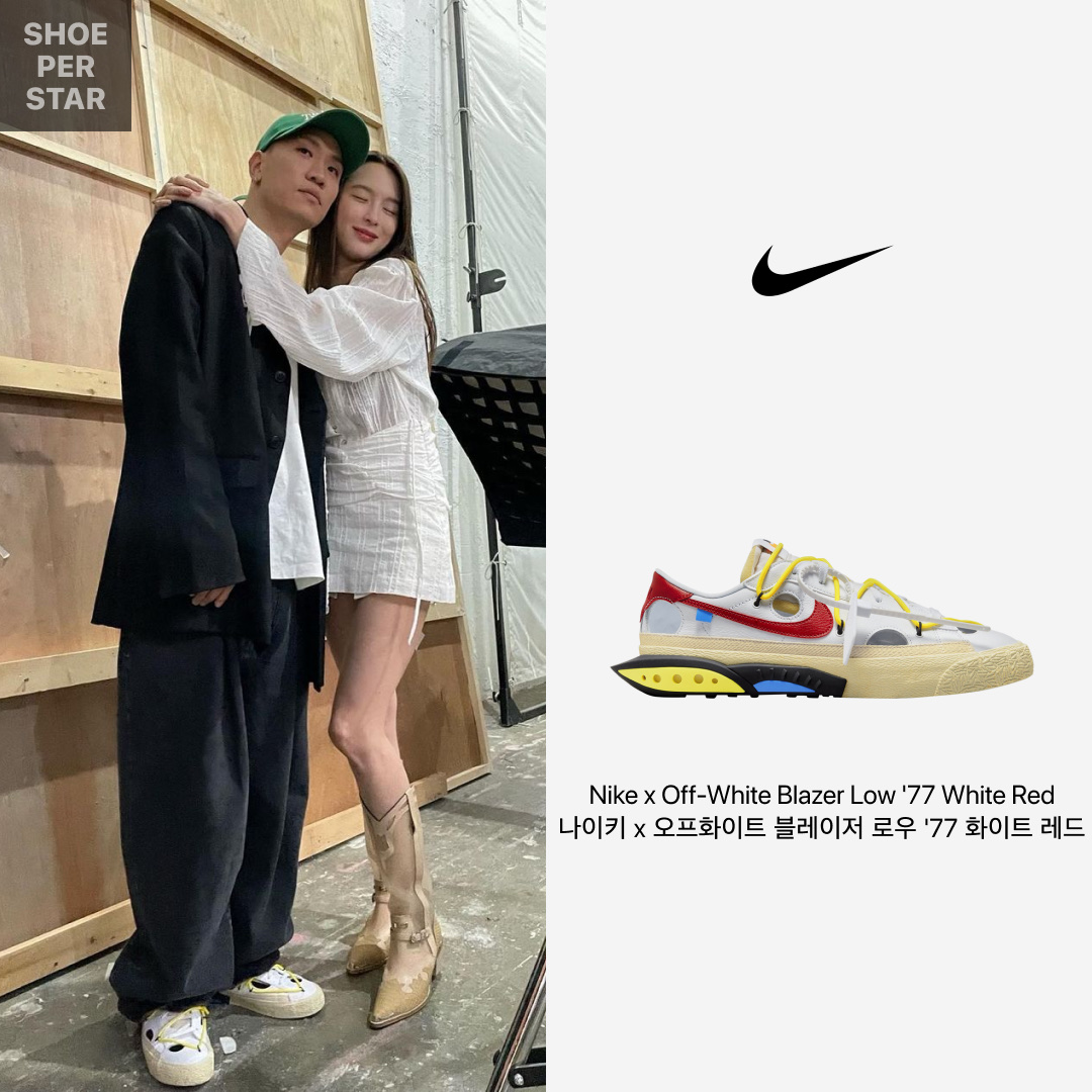 Nike x Off-White Blazer Low '77 White and University Red 착용 스타일 - 1