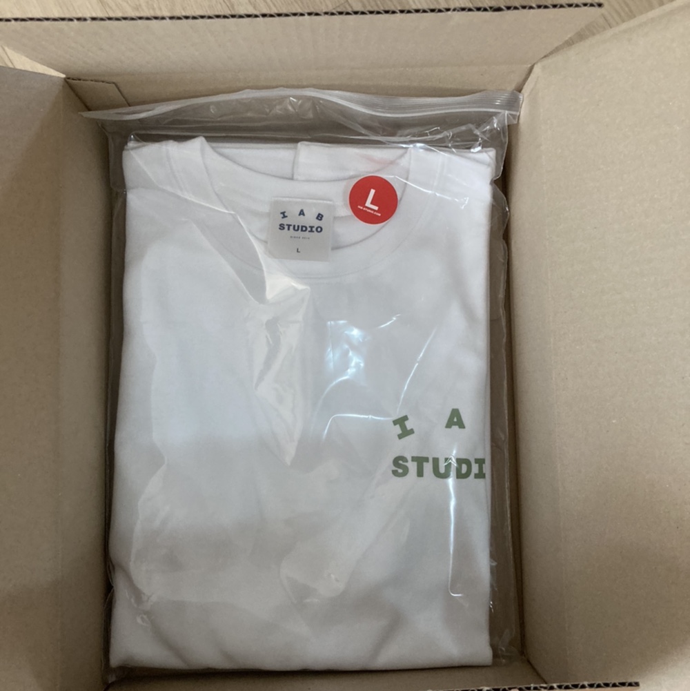 IAB Studio T-Shirt White Light Green 착용 스타일 - 1