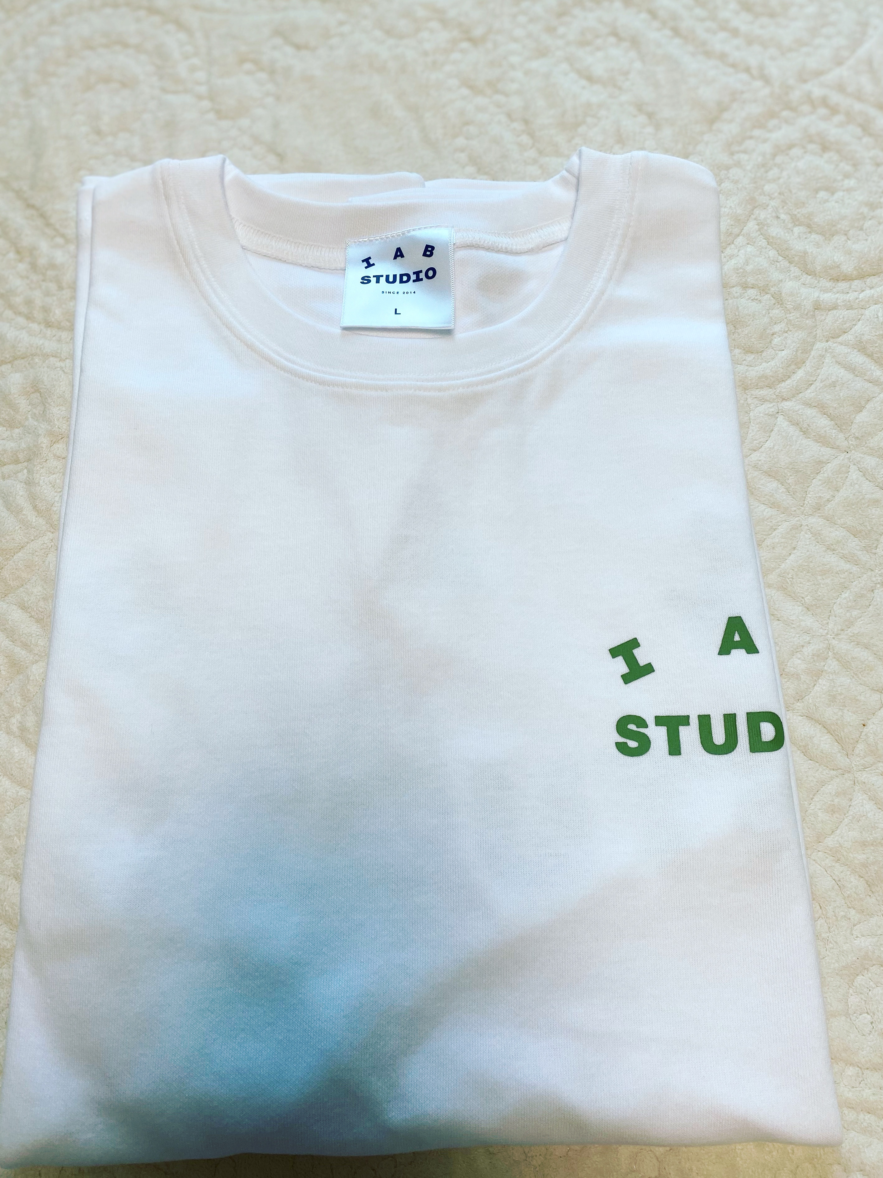 IAB Studio T-Shirt White Light Green 착용 스타일