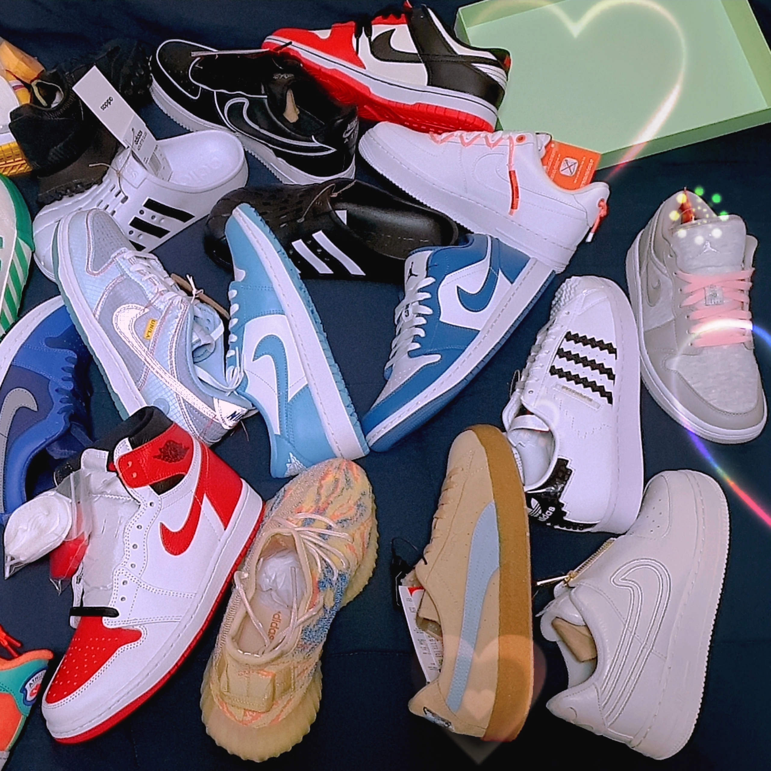 Nike x Union Dunk Low Passport Pack Argon, Nike Air Force 1 '07 LV8 Athletic Club Rush Orange Washed Teal 착용 스타일 - 2