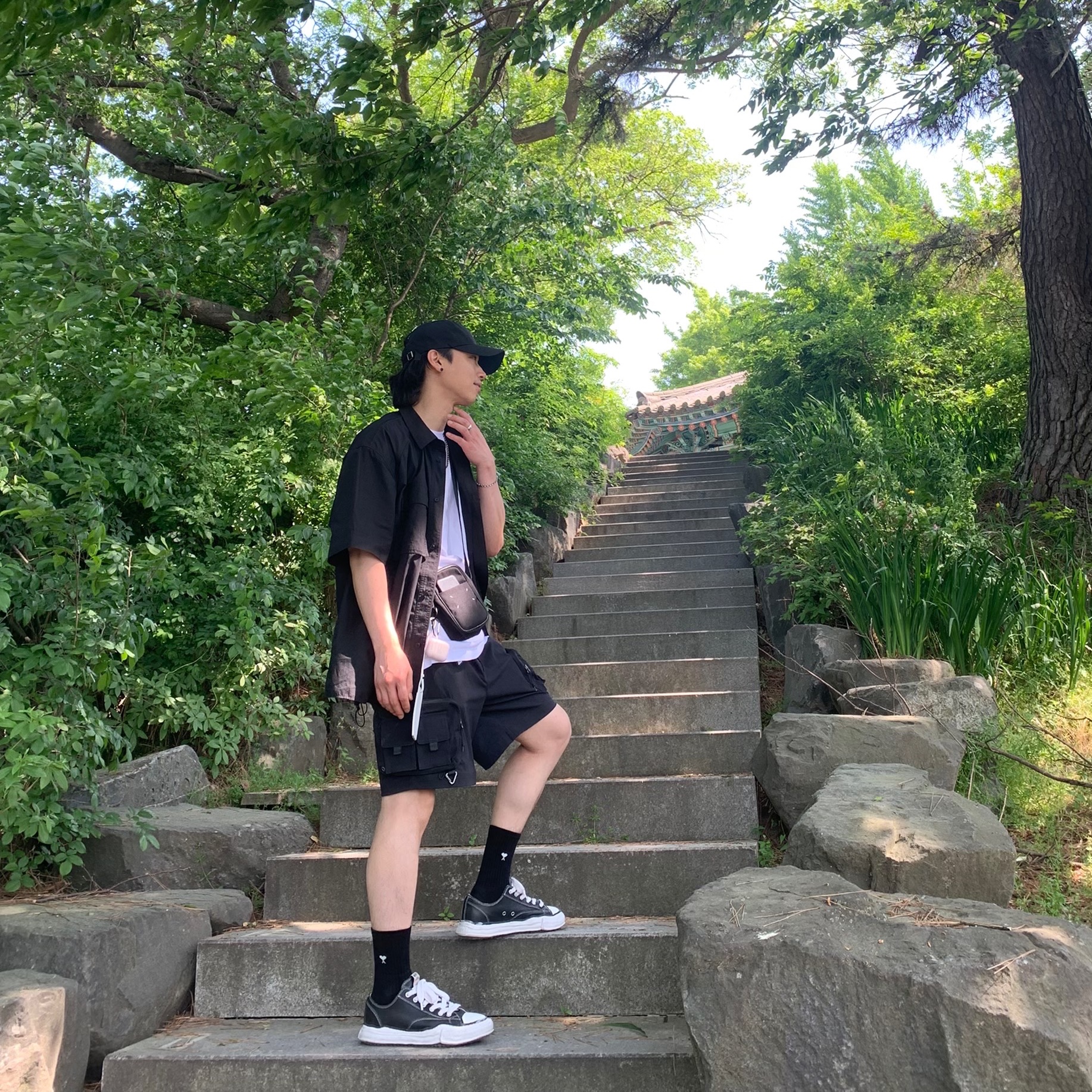 Nike x Peaceminusone Air Force 1 Low Para-Noise, Nike ACG Cargo Shorts Black - Asia 착용 스타일 - 2