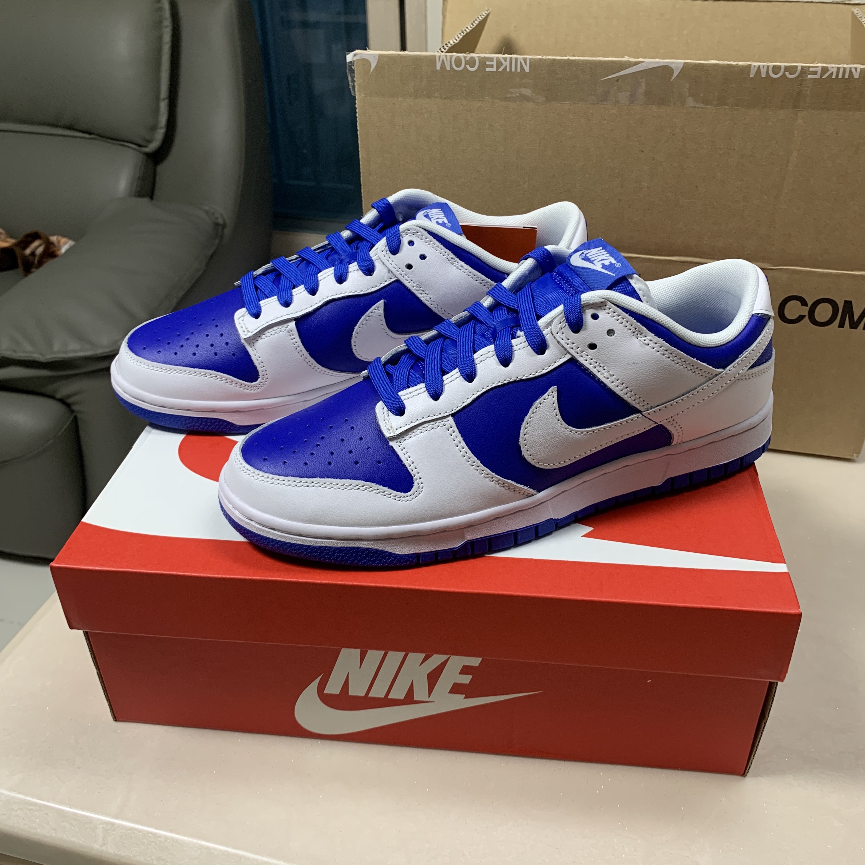 Nike Dunk Low Retro Racer Blue and White 착용 스타일 - 3