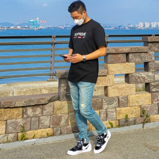 Nike x Sacai Blazer Low Black Patent Leather 착용 스타일