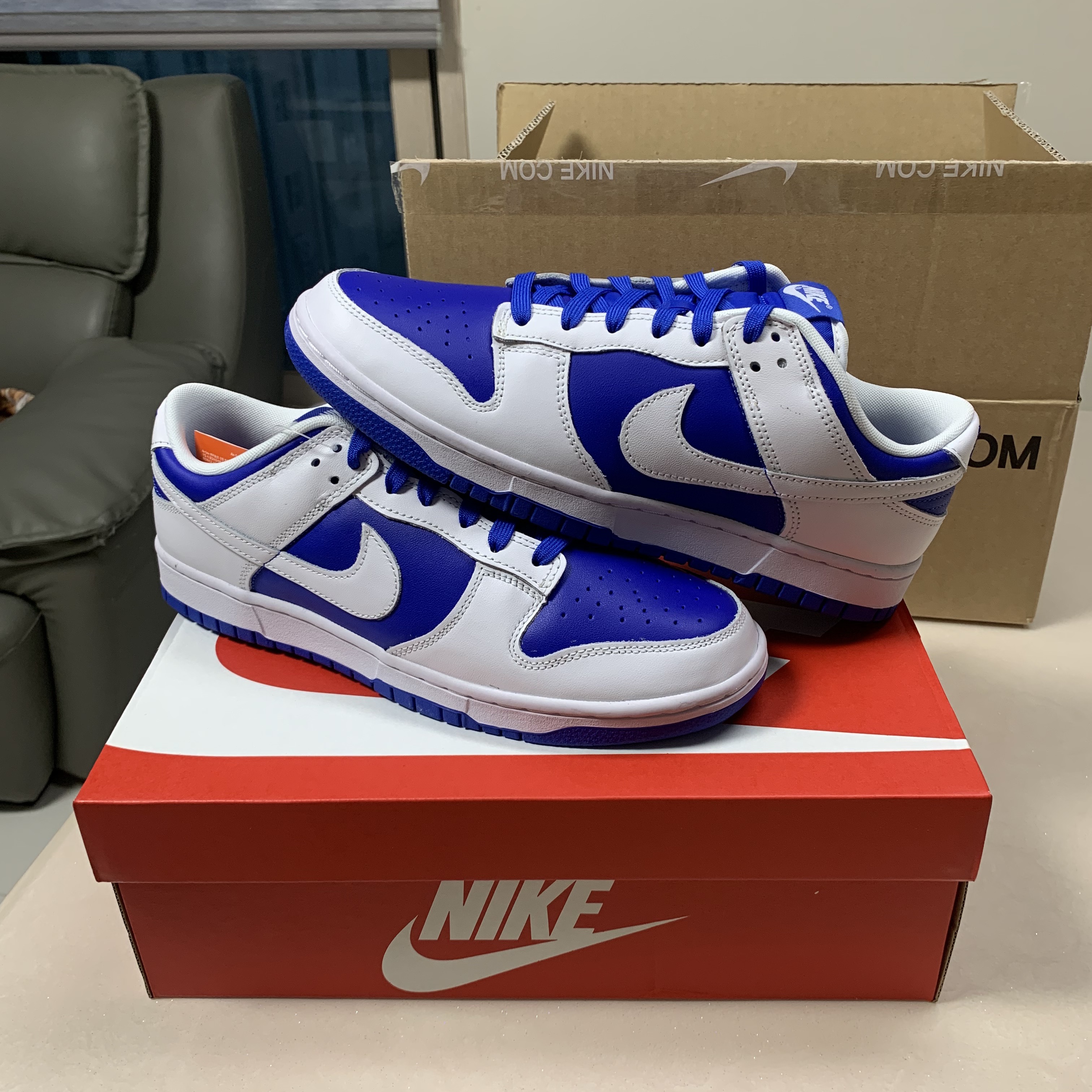 Nike Dunk Low Retro Racer Blue and White 착용 스타일 - 1