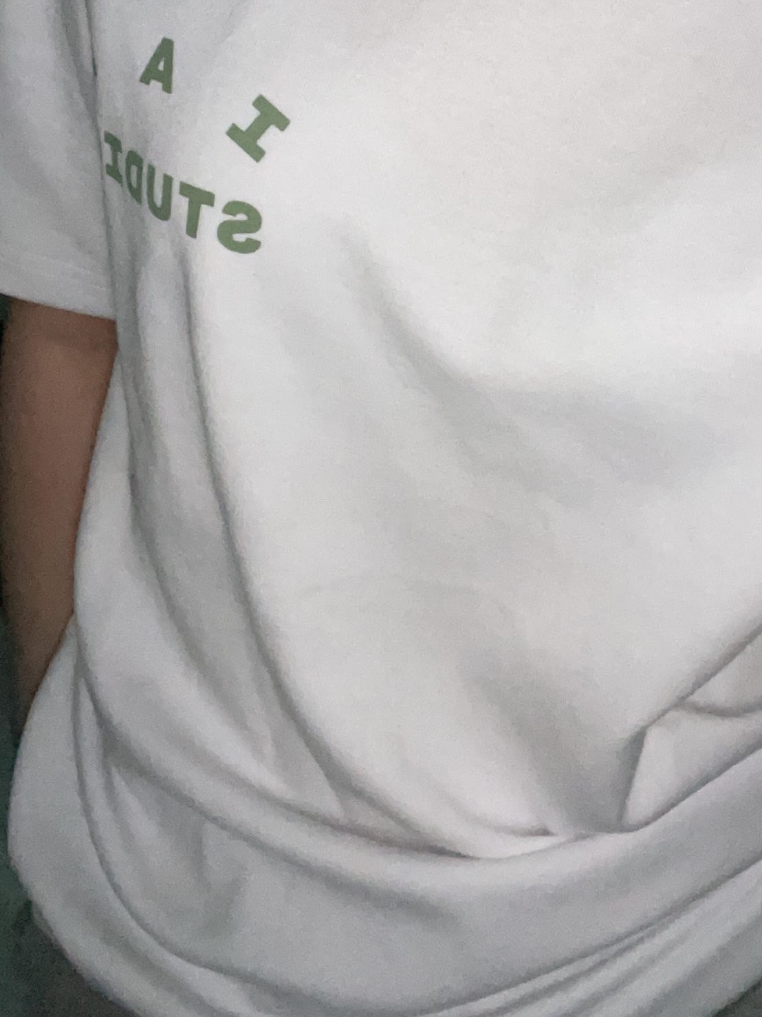 IAB Studio T-Shirt White Light Green 착용 스타일 - 2