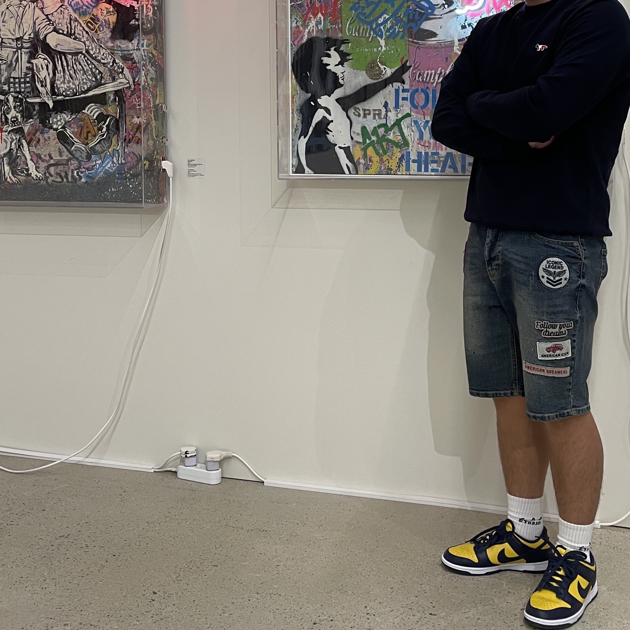 Maison Kitsune Tricolor Fox Patch Sweatshirt Navy, IAB Studio Lime Black White Socks (3 Pack) 착용 스타일