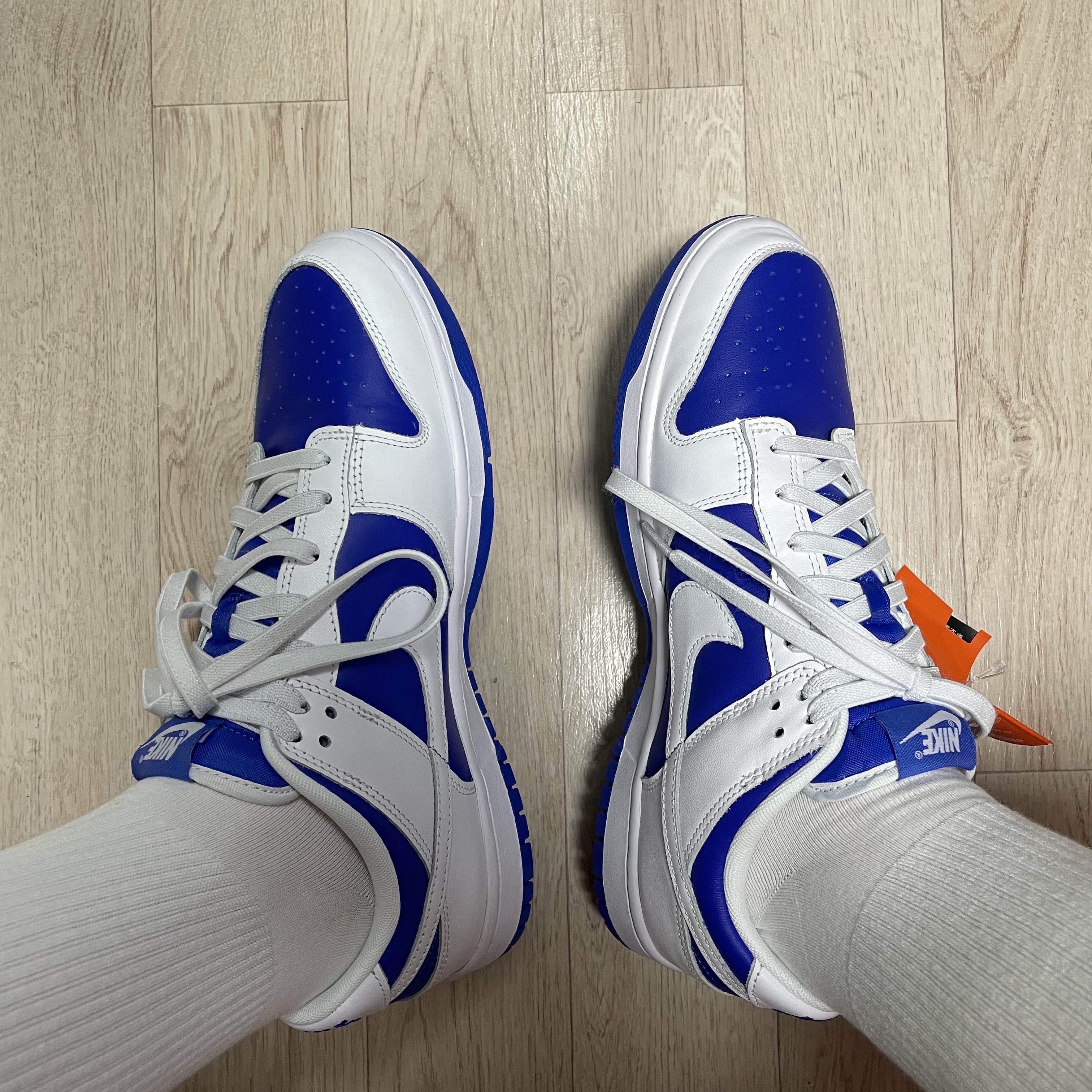 Nike Dunk Low Retro Racer Blue and White 착용 스타일 - 1