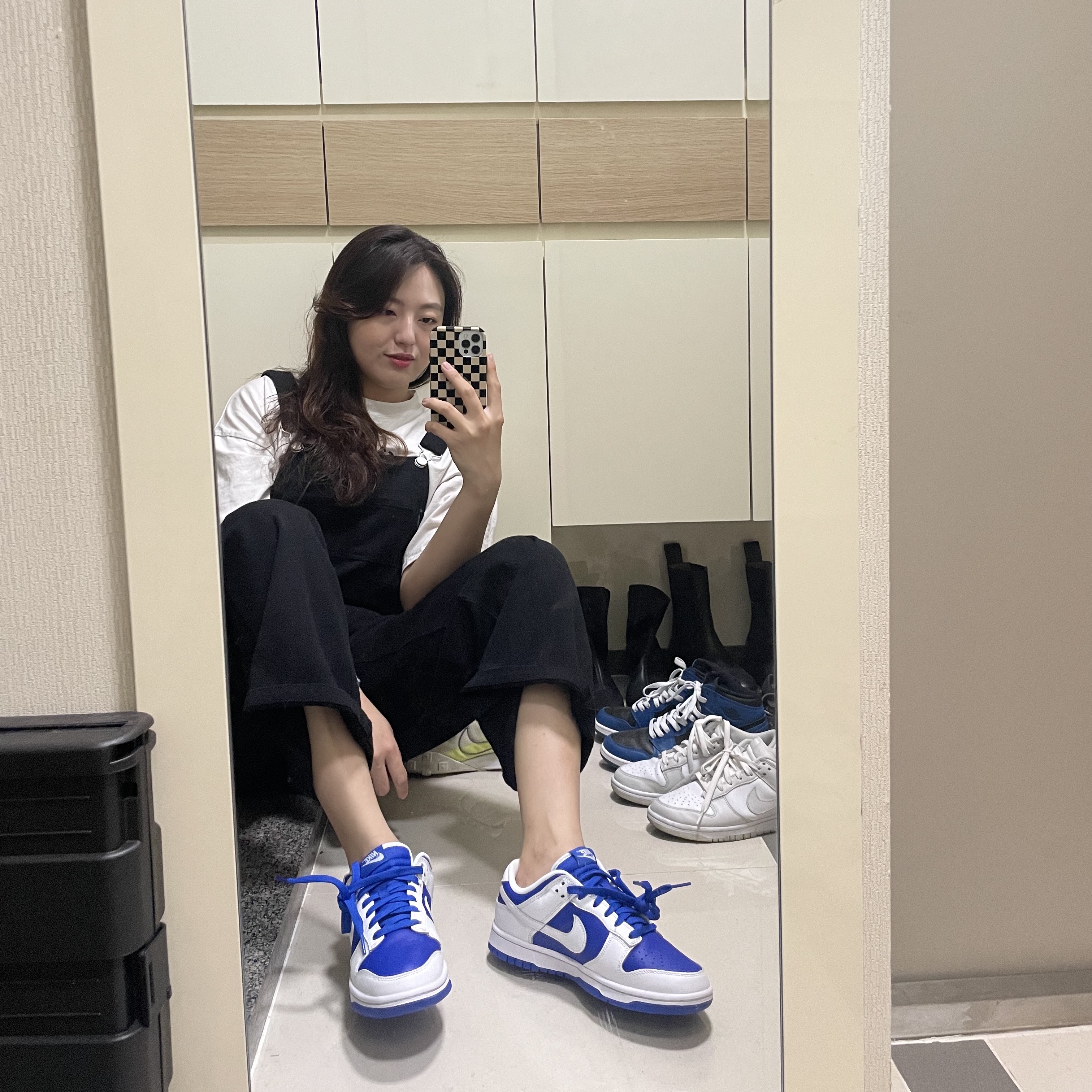 Nike Dunk Low Retro Racer Blue and White 착용 스타일 - 2