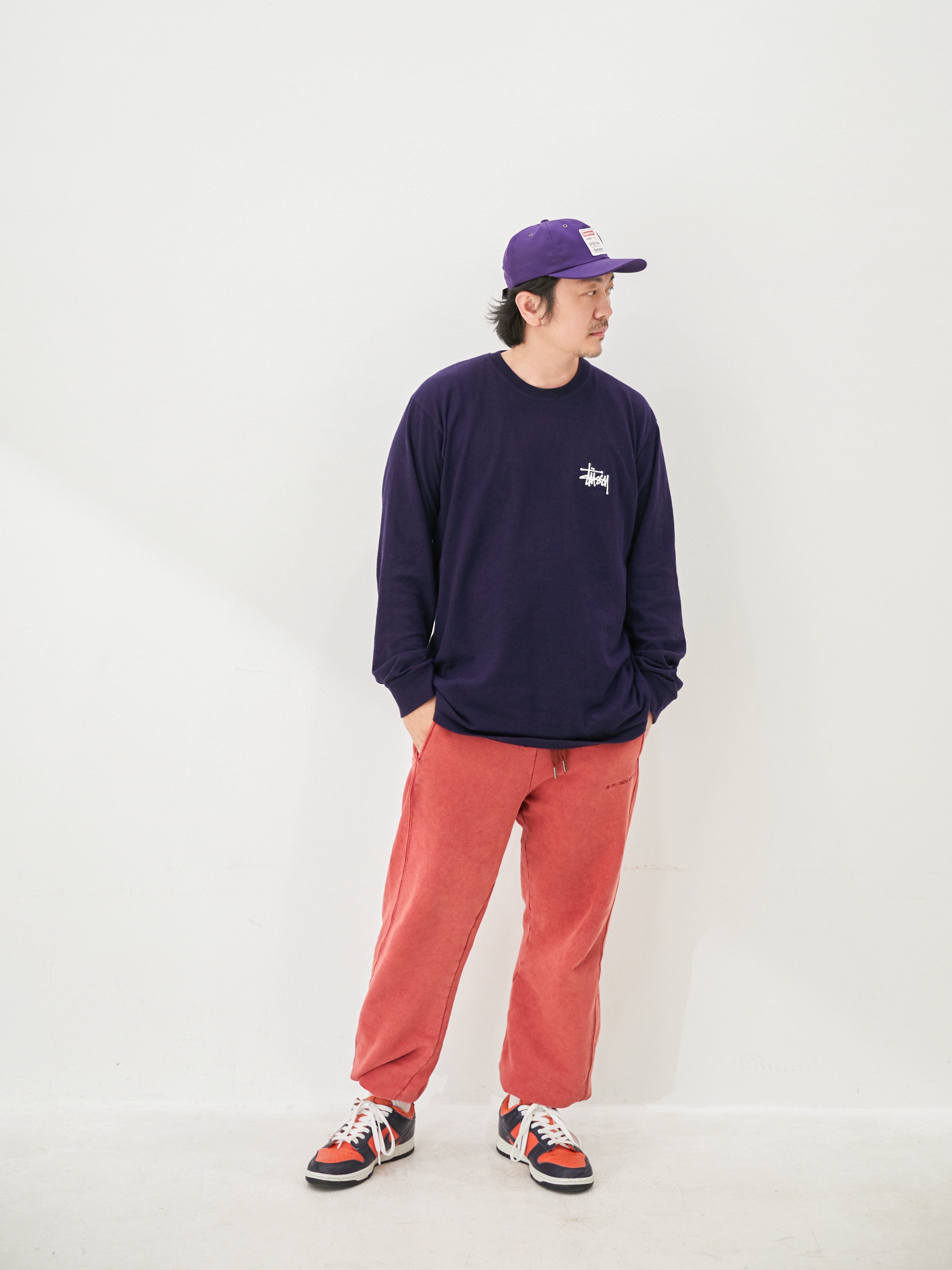 Nike Dunk Low SP Champ Colors, Stussy Basic Stussy LS T-Shirt Navy 2021 착용 스타일