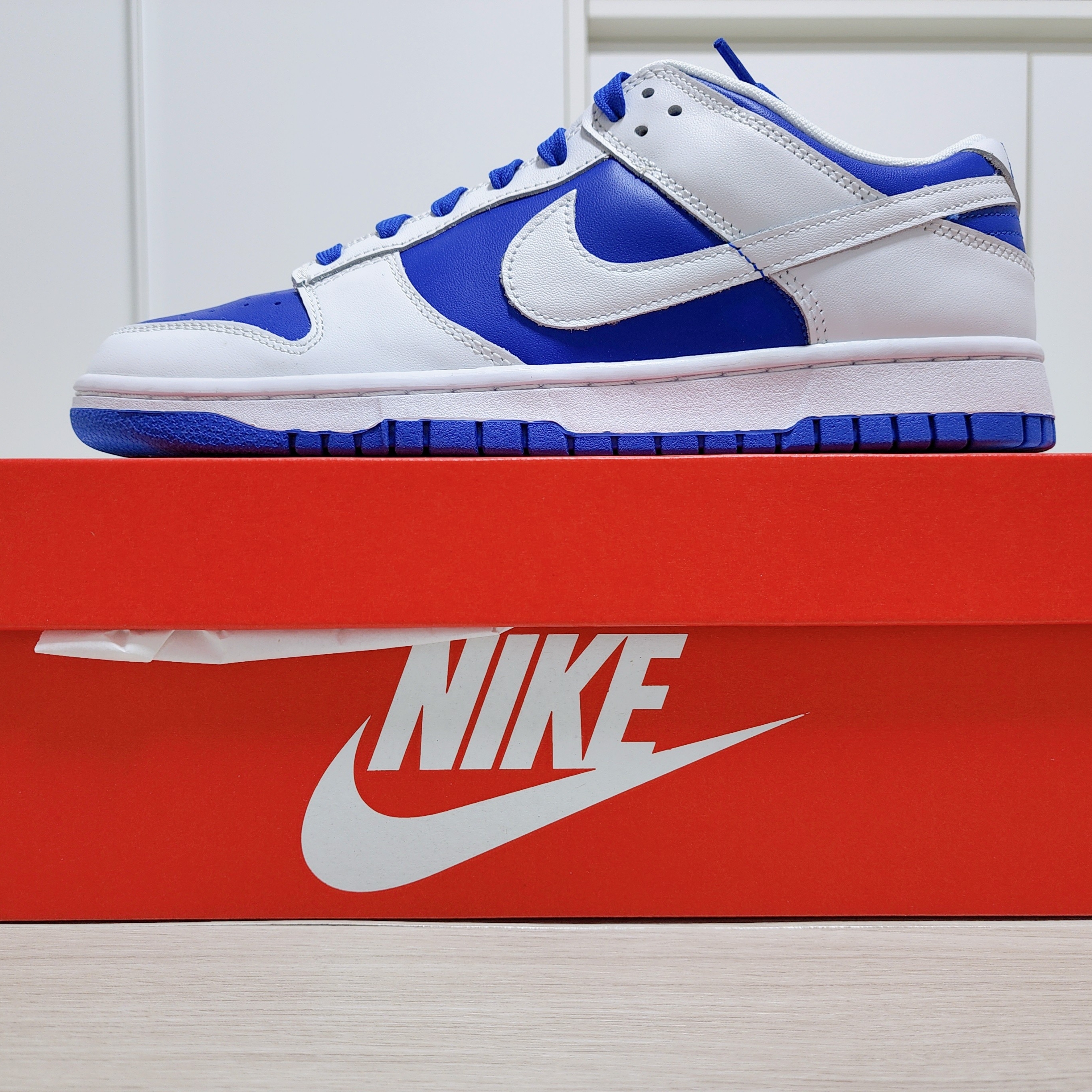 Nike Dunk Low Retro Racer Blue and White 착용 스타일 - 4