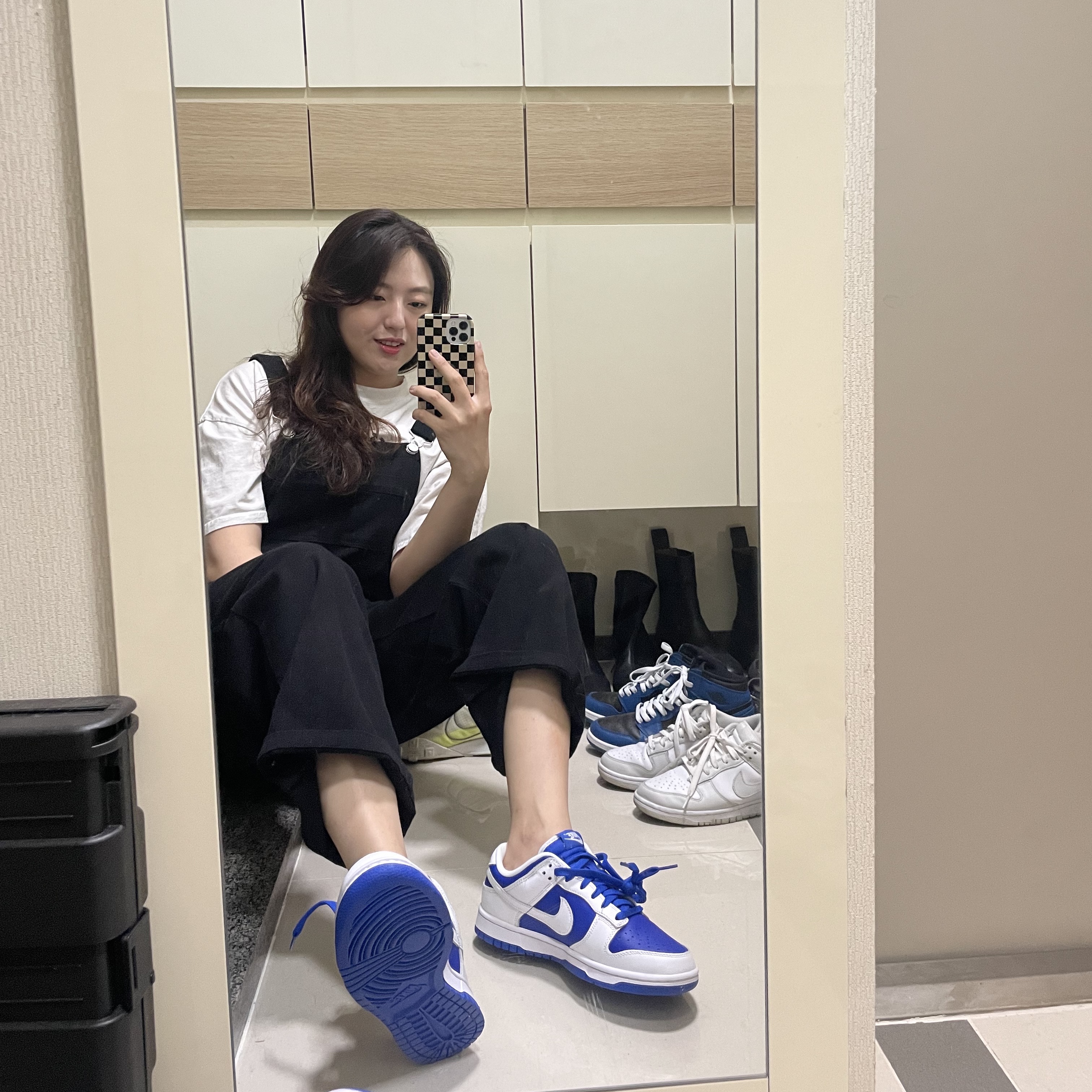 Nike Dunk Low Retro Racer Blue and White 착용 스타일 - 1