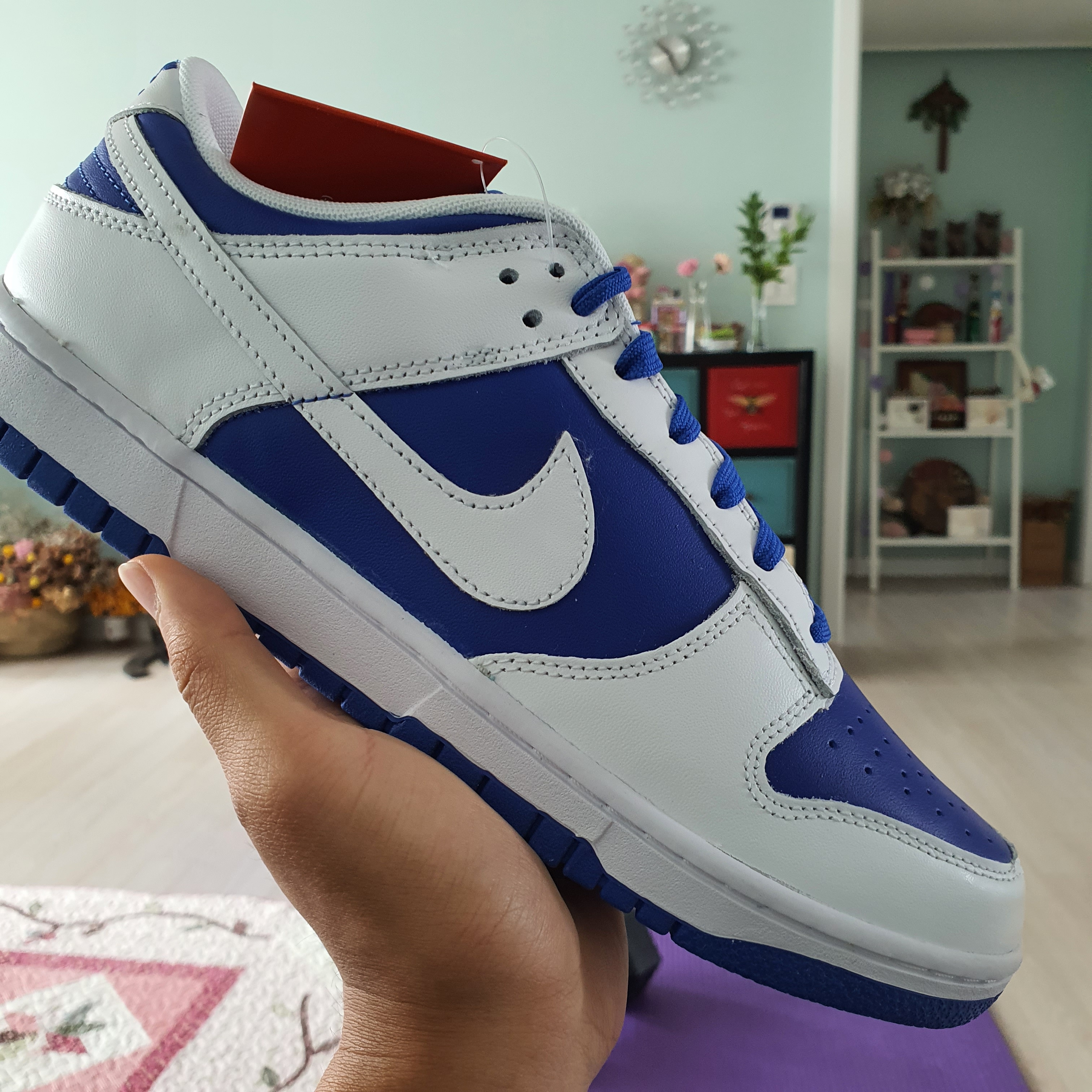 Nike Dunk Low Retro Racer Blue and White 착용 스타일 - 1