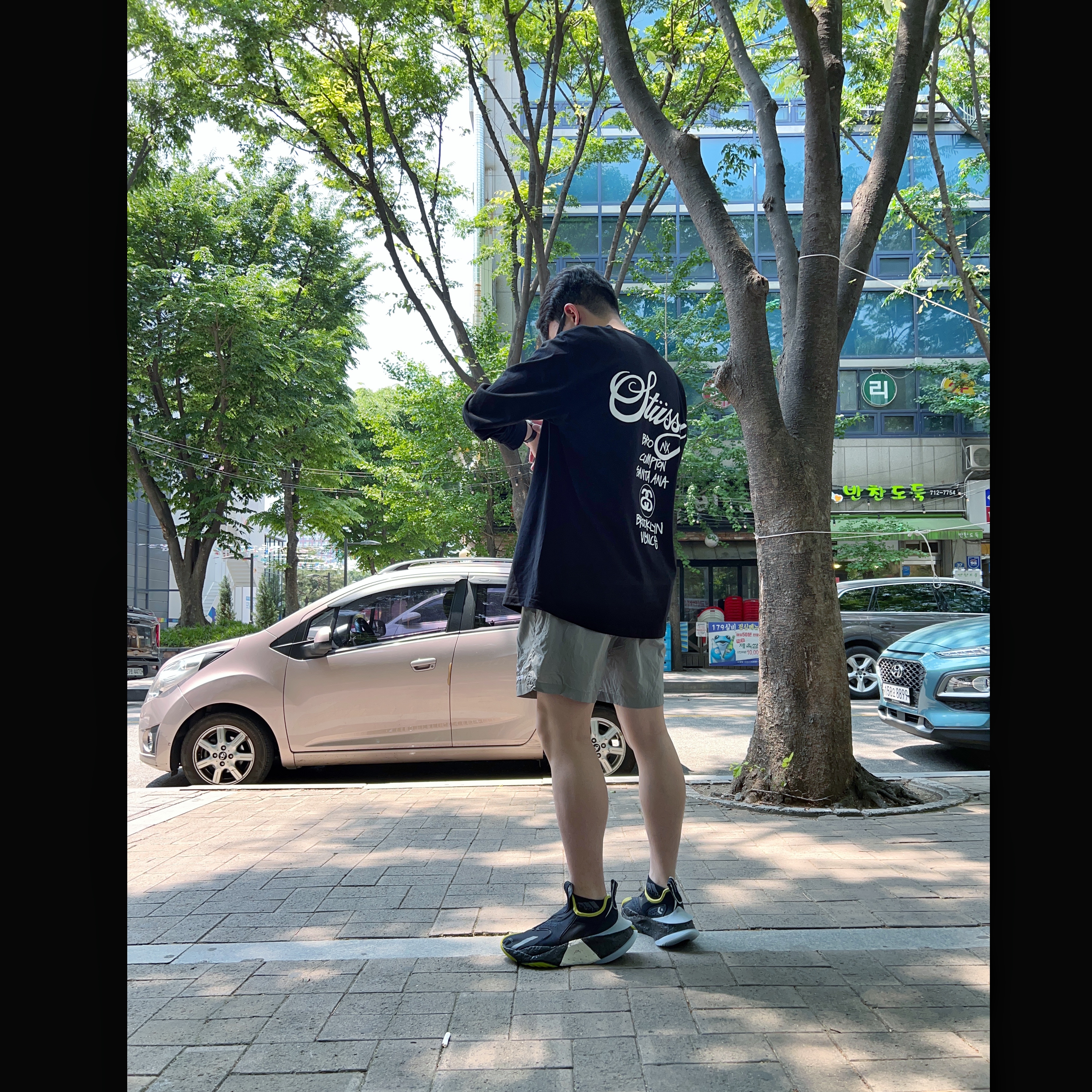 Converse x A-Cold-Wall Aeon Active CX Black, Stussy World Tour LS T-Shirt Black 착용 스타일
