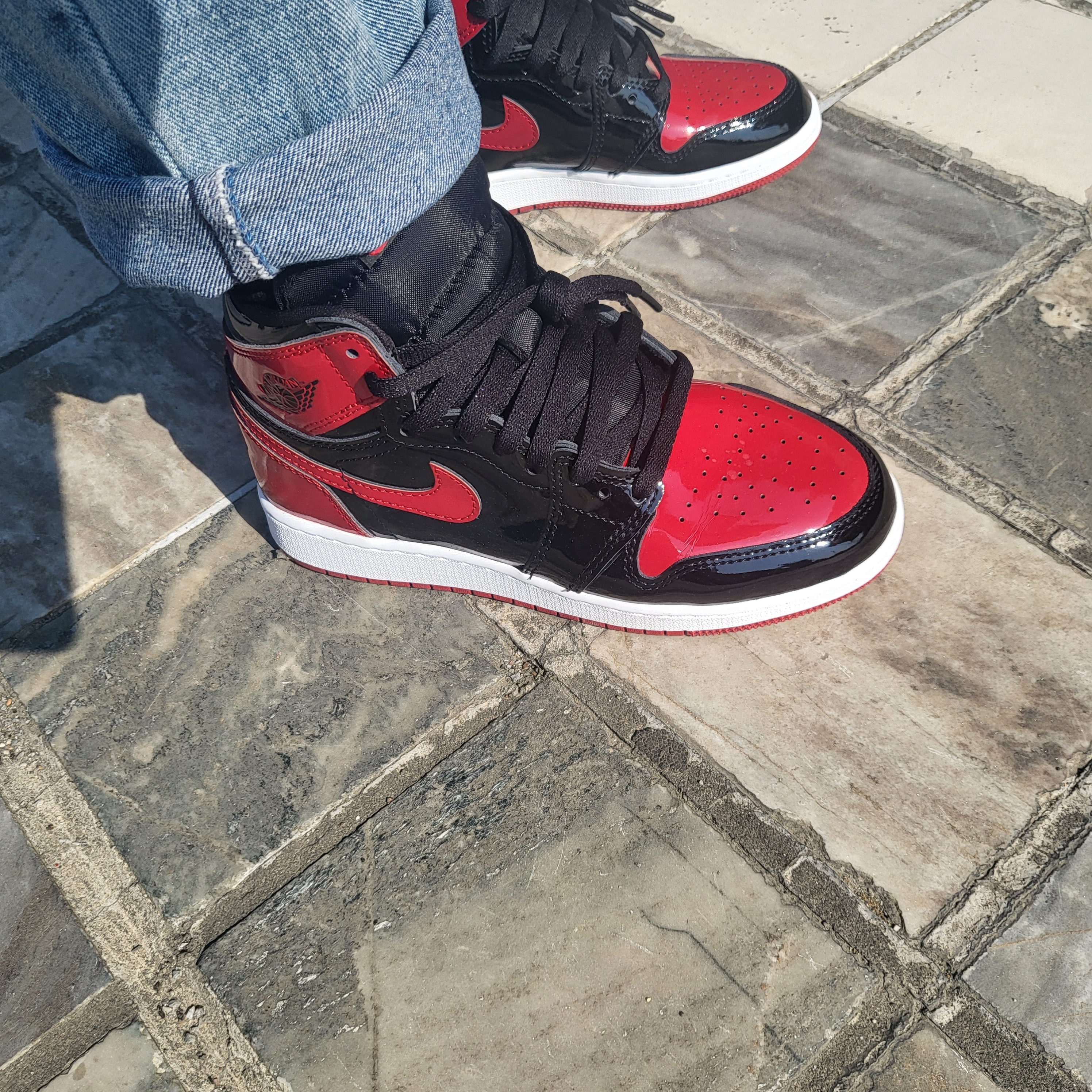 (GS) Jordan 1 Retro High OG Patent Bred 착용 스타일 - 2