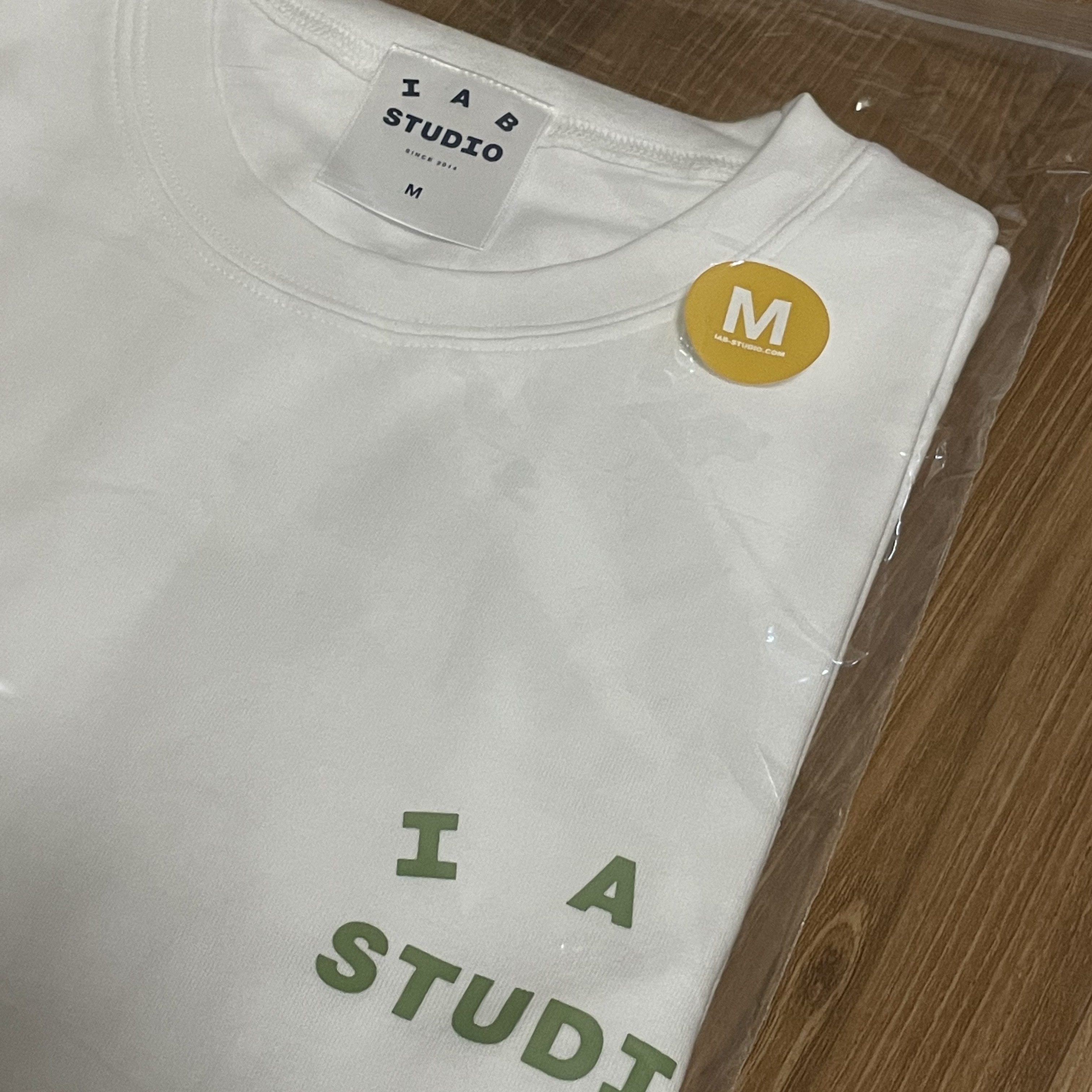 IAB Studio T-Shirt White Light Green 착용 스타일