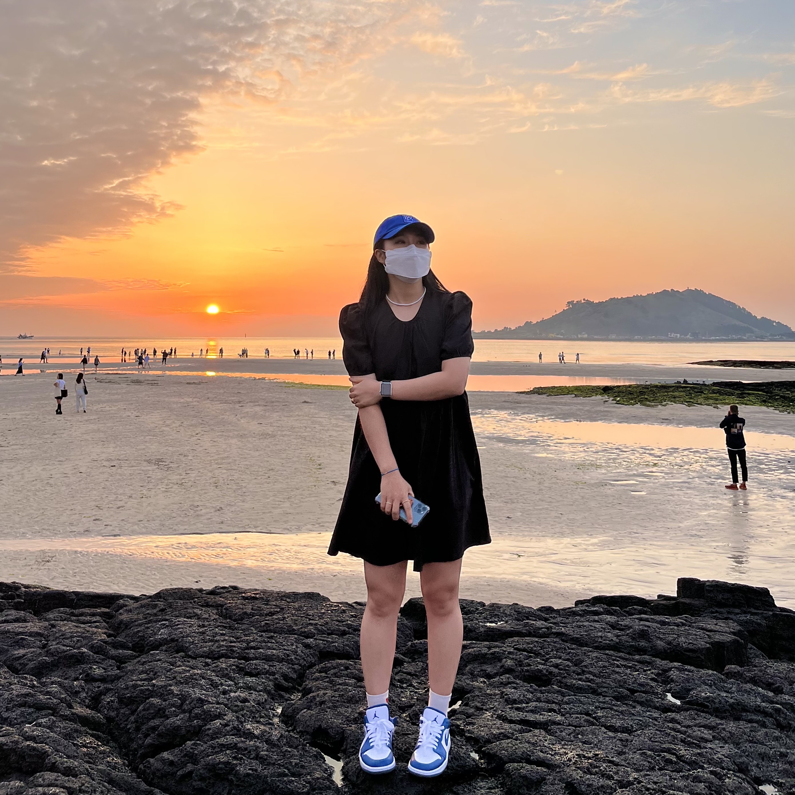 (W) Jordan 1 Low White Dark Marina Blue 착용 스타일