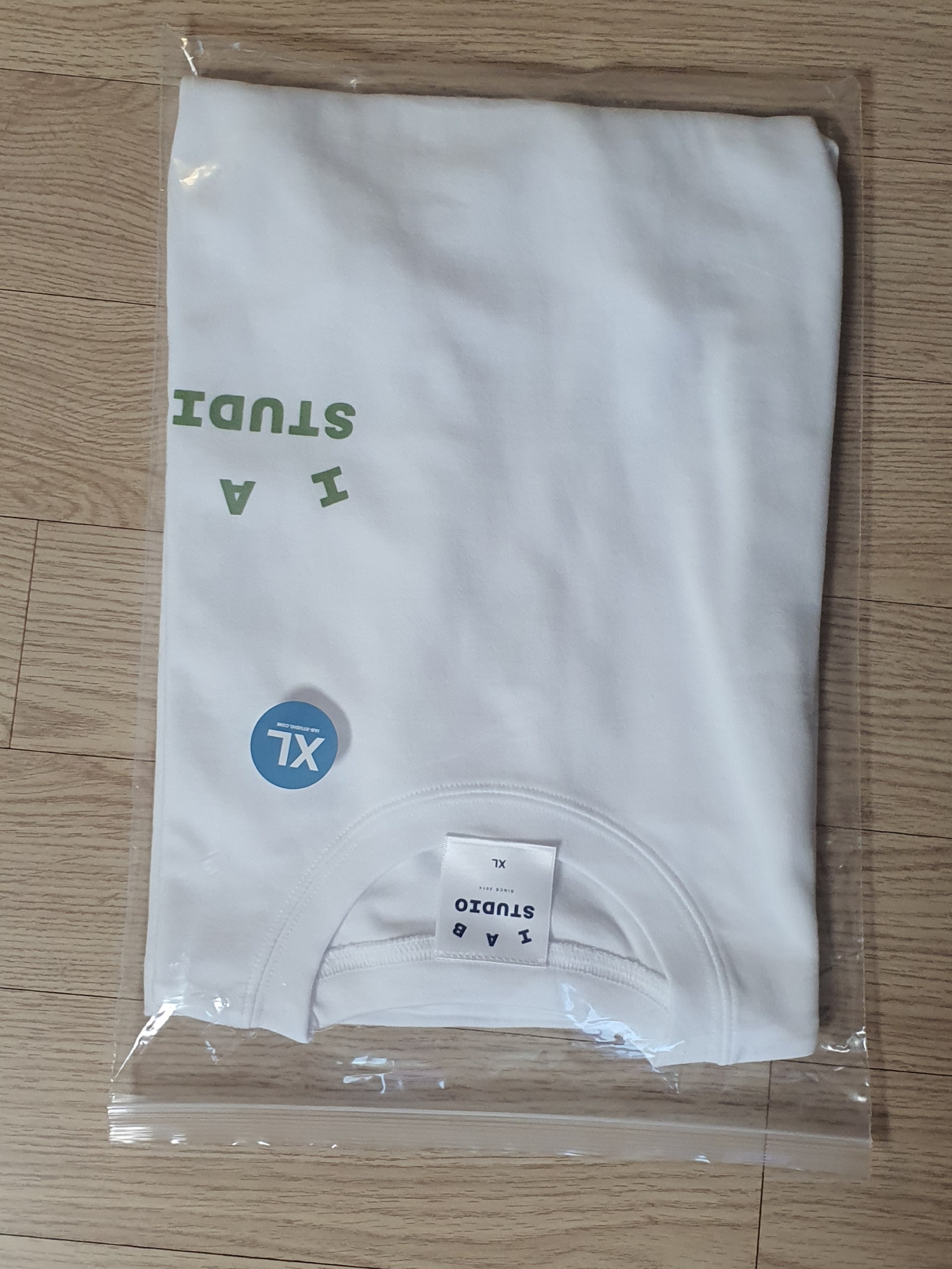 IAB Studio T-Shirt White Light Green 착용 스타일