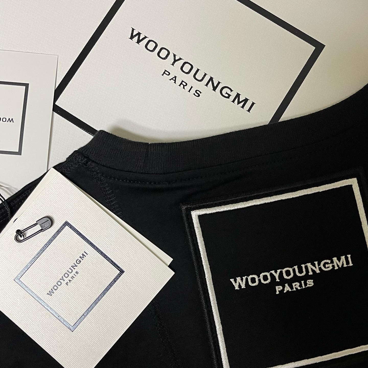 Wooyoungmi Square Label T-Shirt Black - 22SS 착용 스타일