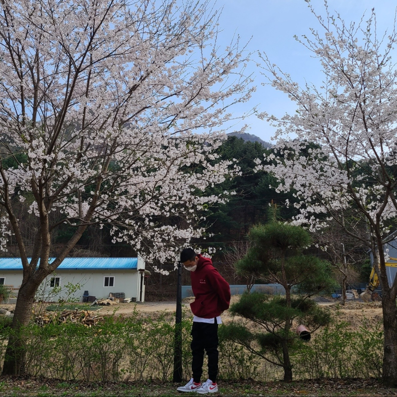 Jordan 1 Low SE Light Smoke Grey Gym Red, IAB Studio Hoodie Raspberry 착용 스타일 - 1