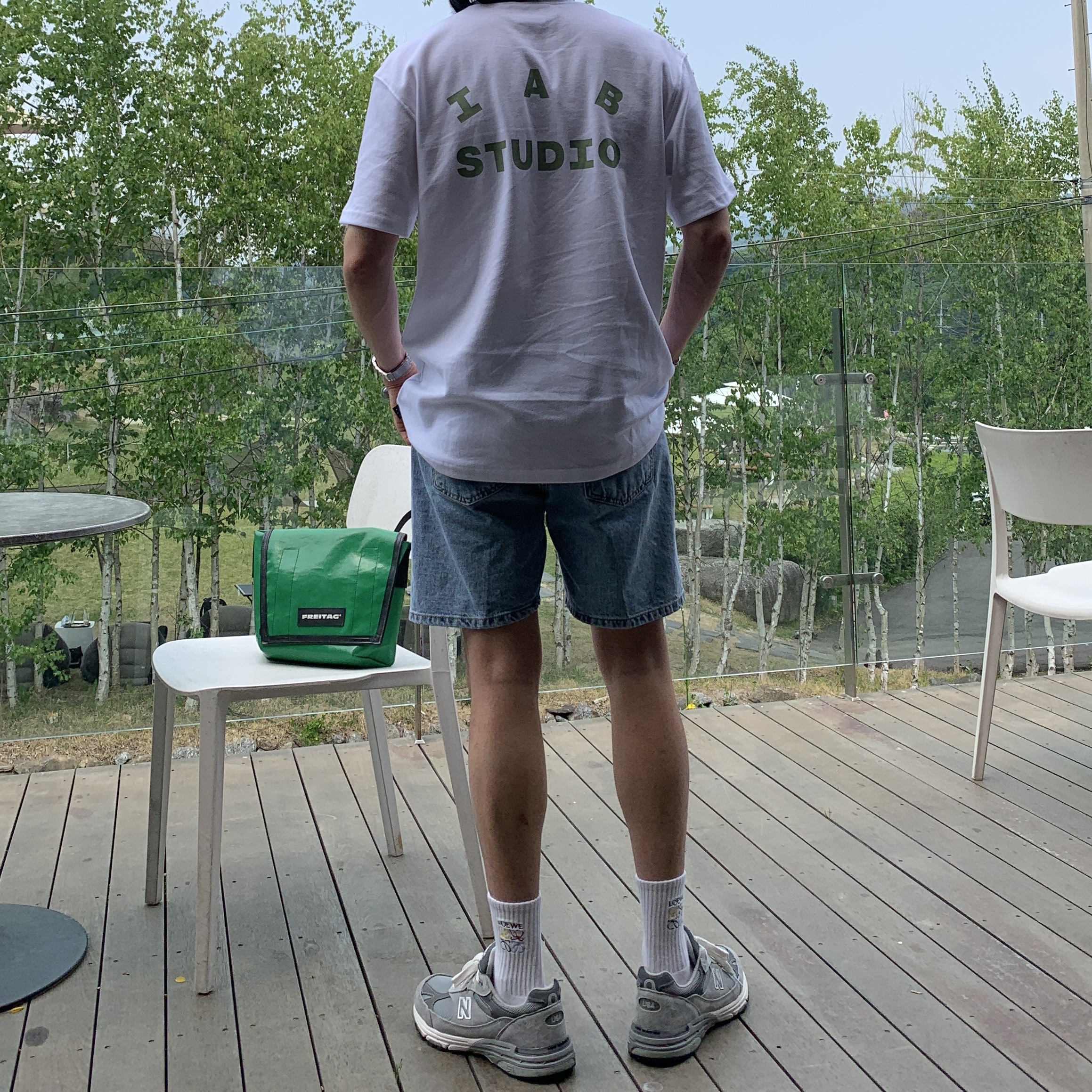 IAB Studio T-Shirt White Light Green, New Balance 993 Made in USA Grey - D Standard 착용 스타일 - 4