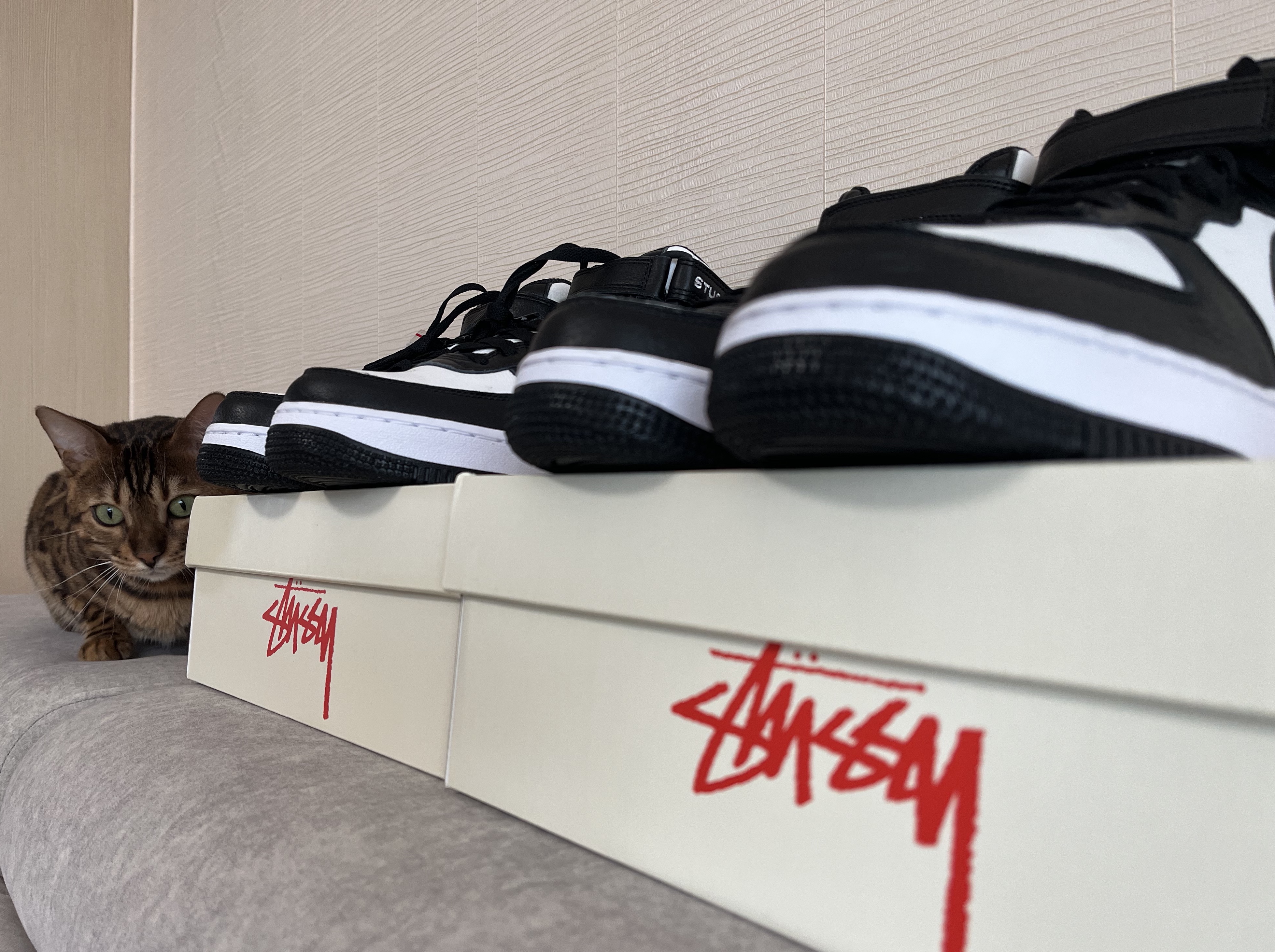 Nike x Stussy Air Force 1 '07 Mid SP Black and Light Bone 착용 스타일 - 4