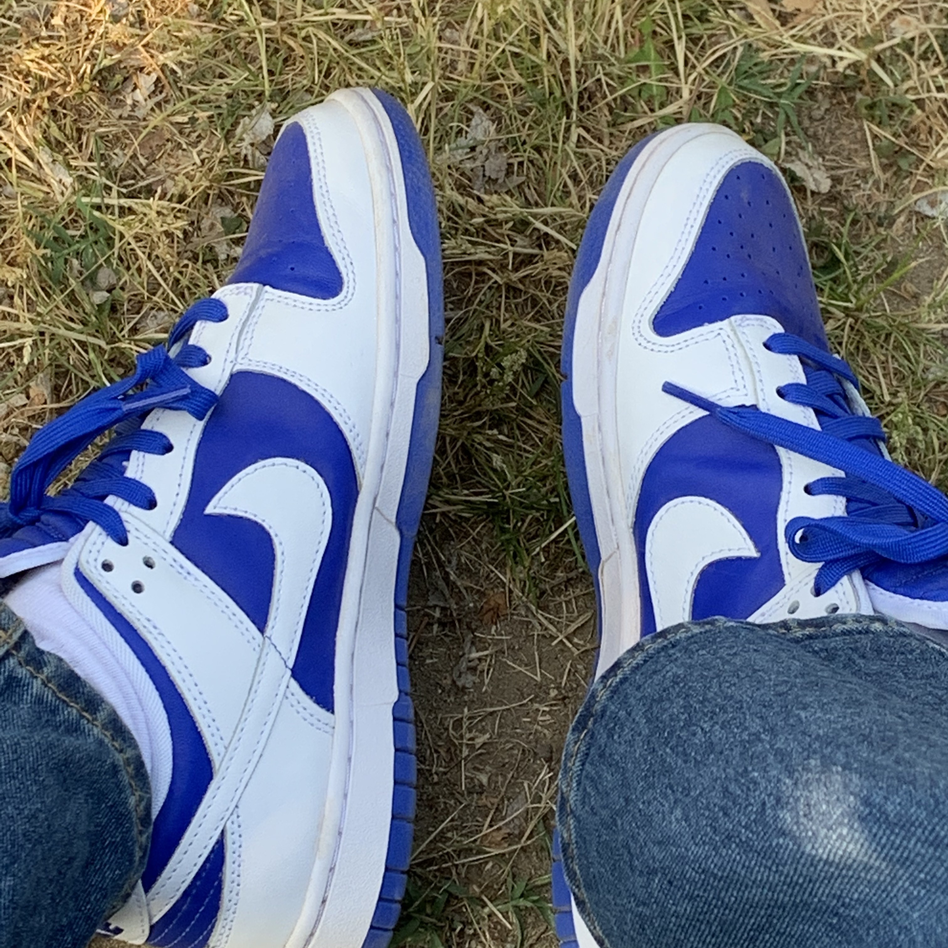 Nike Dunk Low Retro Racer Blue and White 착용 스타일 - 1