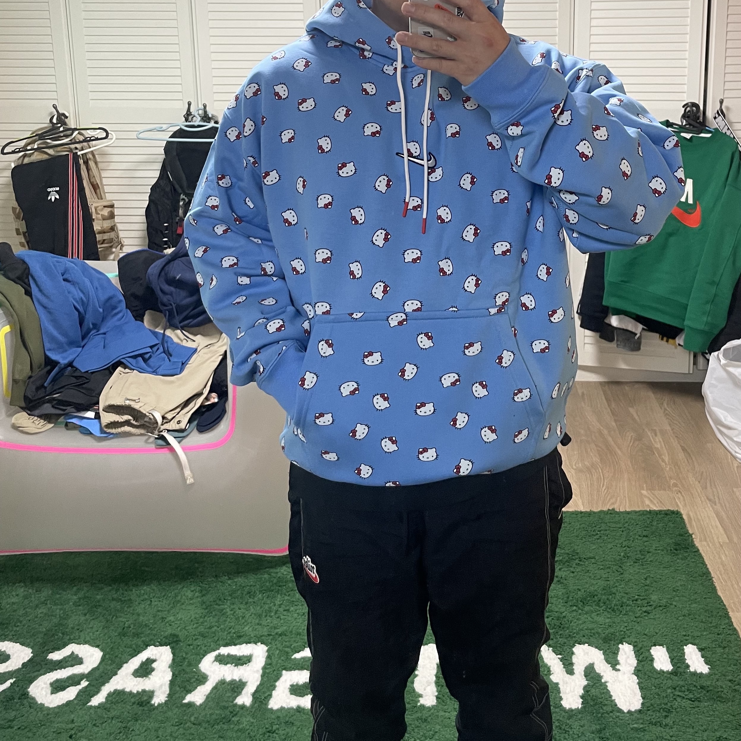 Nike x Hello Kitty NRG Fleece Hoodie Blue - Asia 착용 스타일 - 3